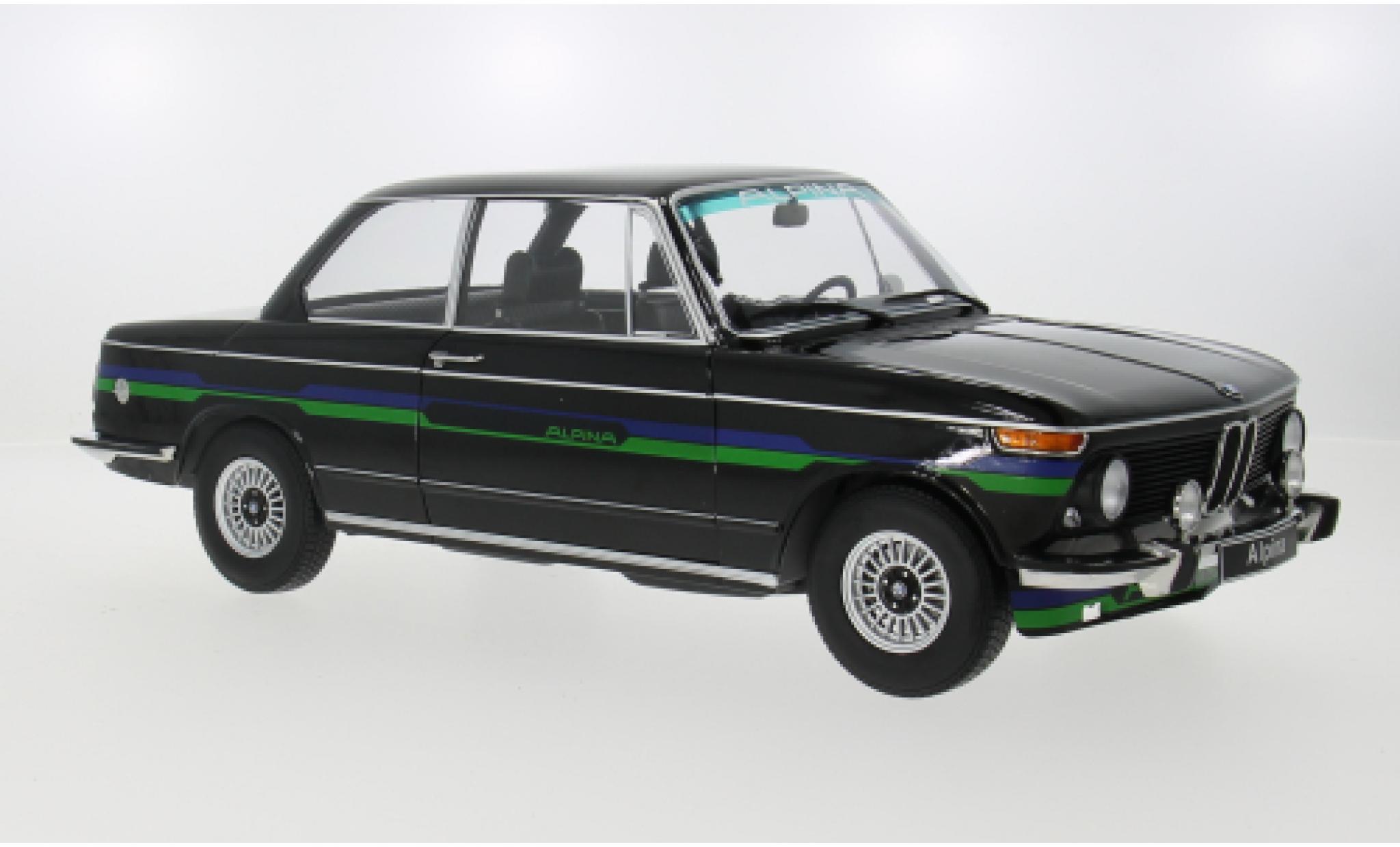 Bmw 2002 1/12 KK Scale Alpina zwart 1974 1:12 modelauto