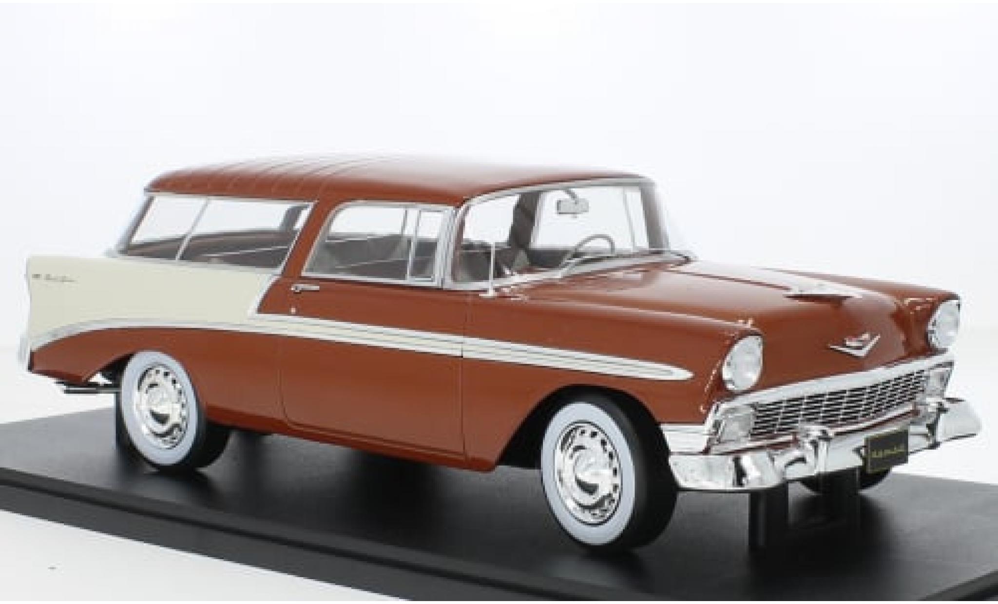 Chevrolet Bel Air 1/18 KK Scale Nomad metallic bruin/beige 1956 1:18 modelauto