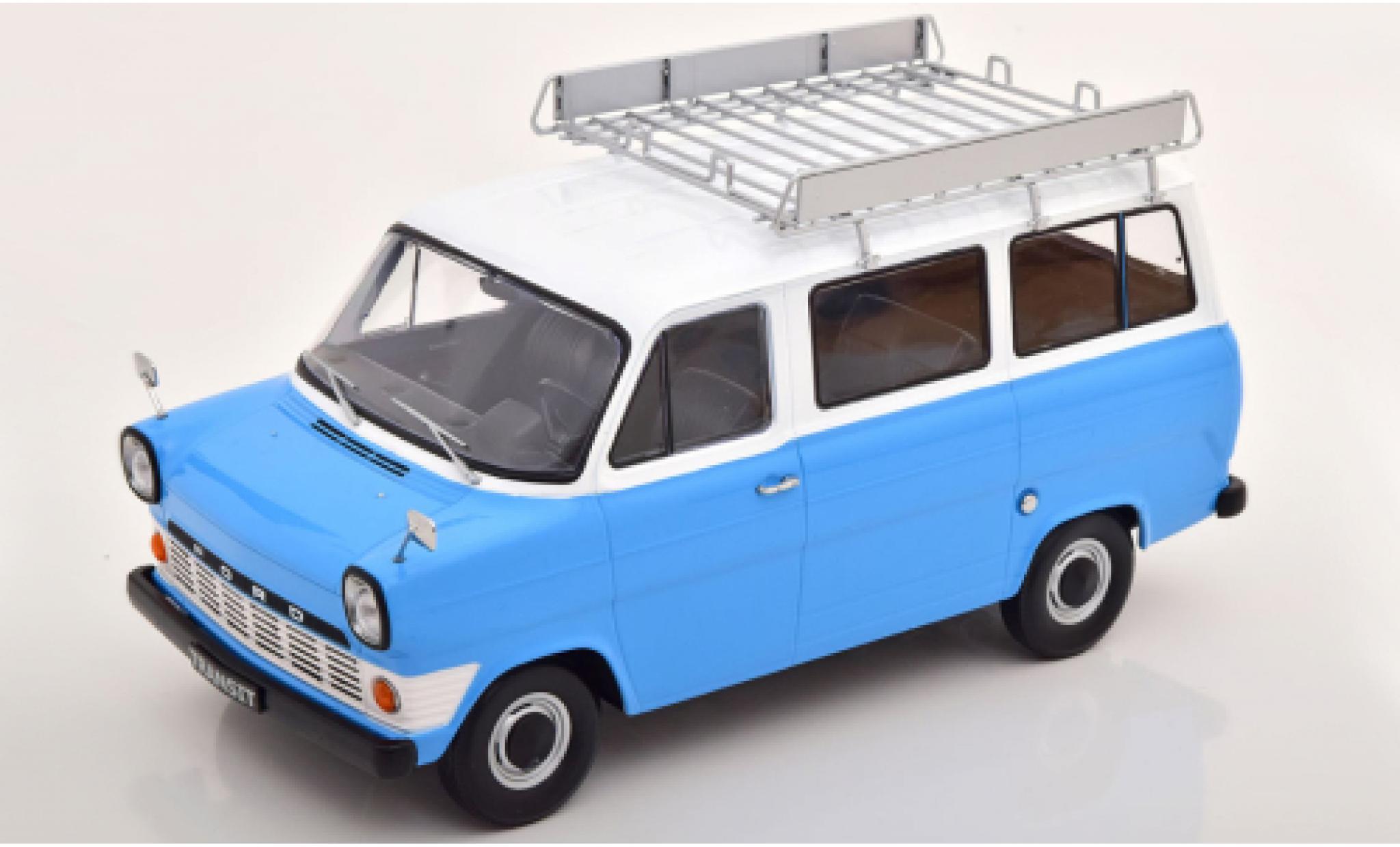 Ford Transit 1/18 KK Scale MK 1 Stationwagen blauw/wit 1965 avec Rack de toit modelauto