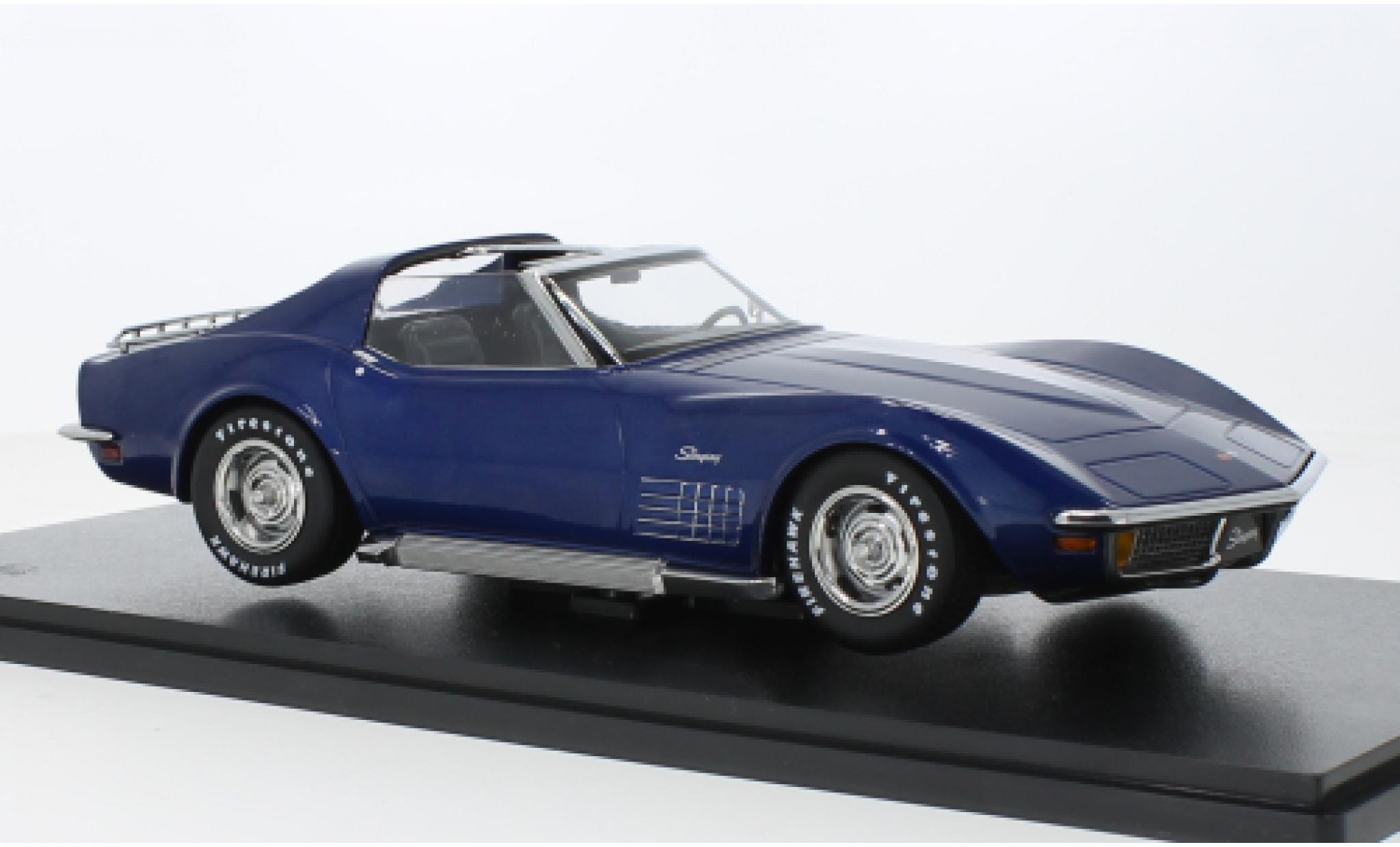 Chevrolet Corvette 1/18 KK Scale (C3) metallic blauw 1972 modelauto