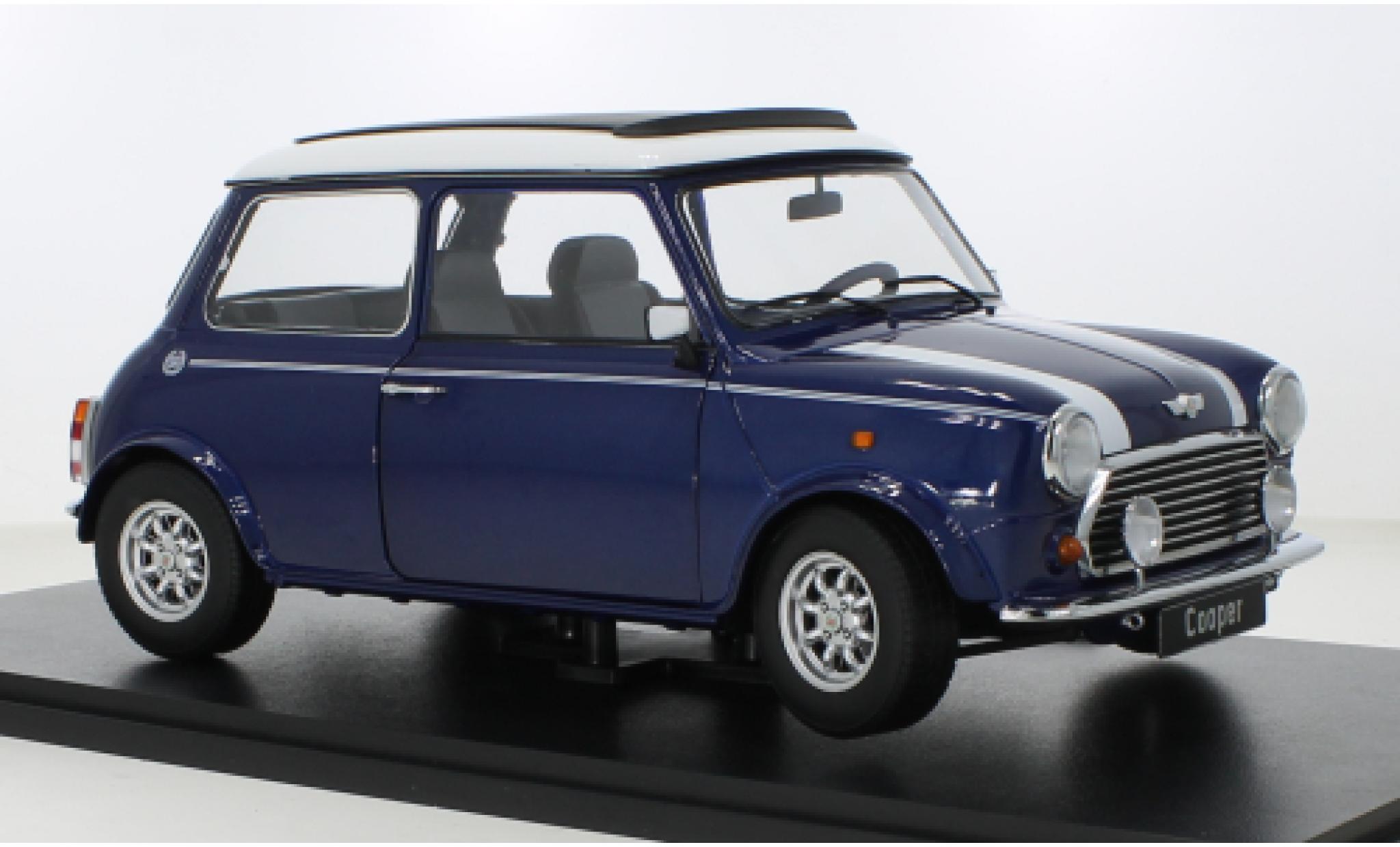 Mini Cooper 1/12 KK Scale metallic blauw/wit modelauto