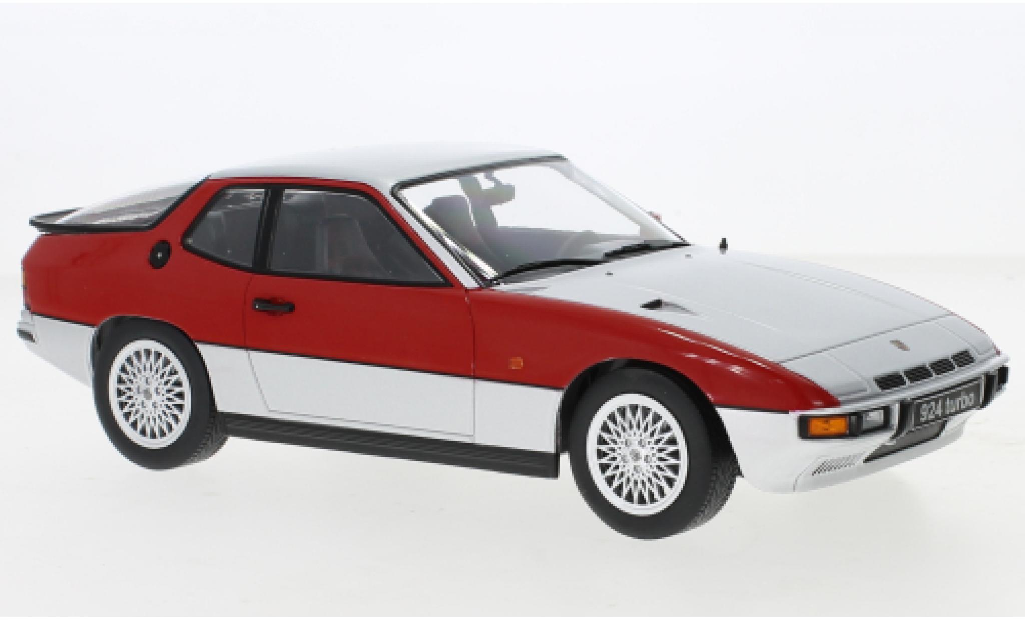 Porsche 924 1/18 KK Scale Turbo grijs/rood 1986 modelauto