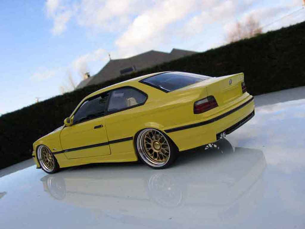 Bmw M3 coupe jaune E36 jantes bbs bords larges 1/18 Ut Models