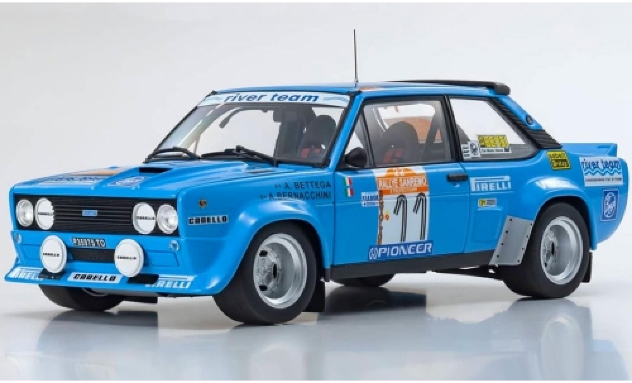Fiat 131 1/18 Kyosho Abarth No.11 River Team Rallye WM Rallye Sanremo 1980 A.Bettega/A.Bernacchini modelauto