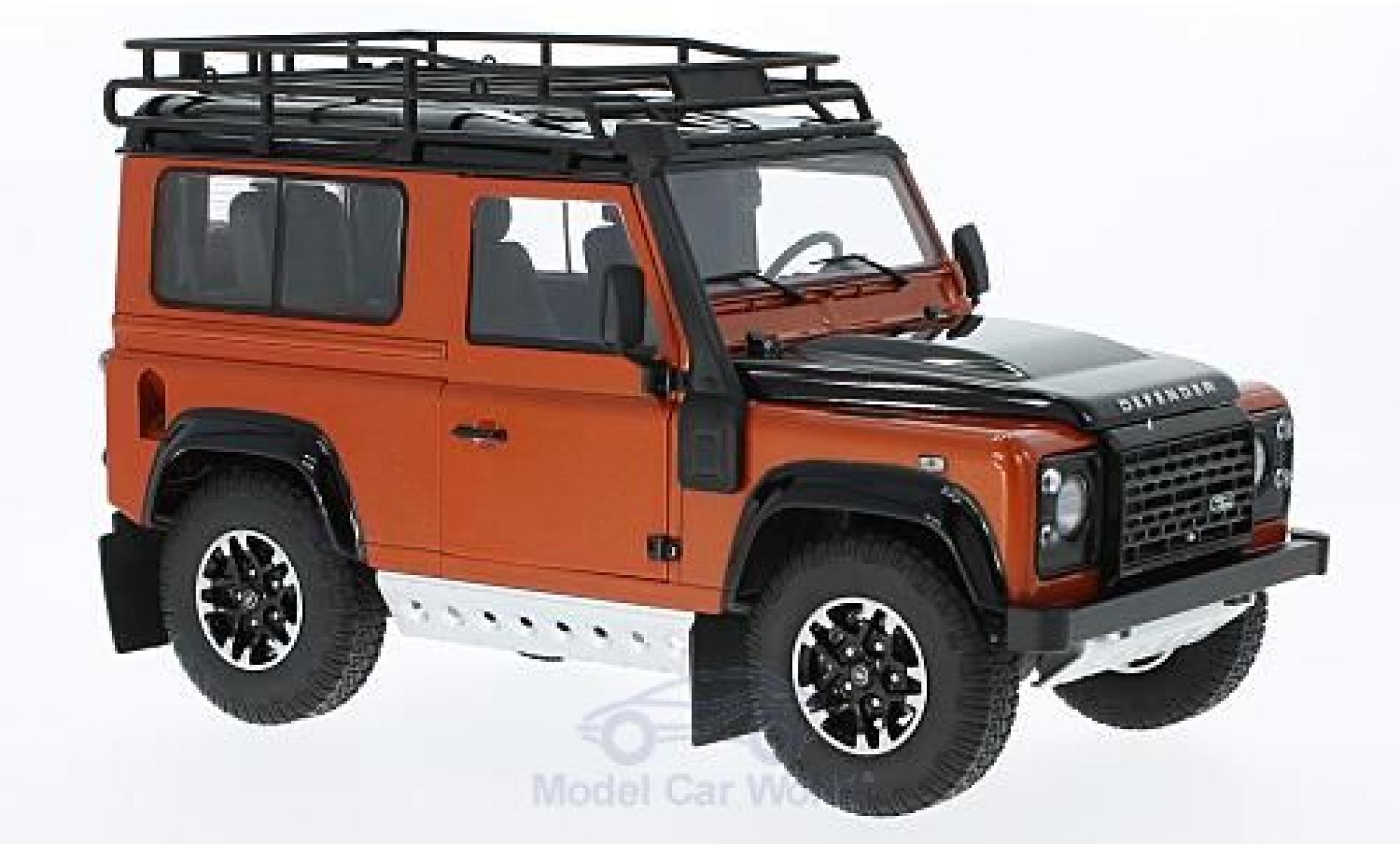 Land Rover Defender 1/18 Kyosho 90 Adventure metallic oranje/zwart modelauto