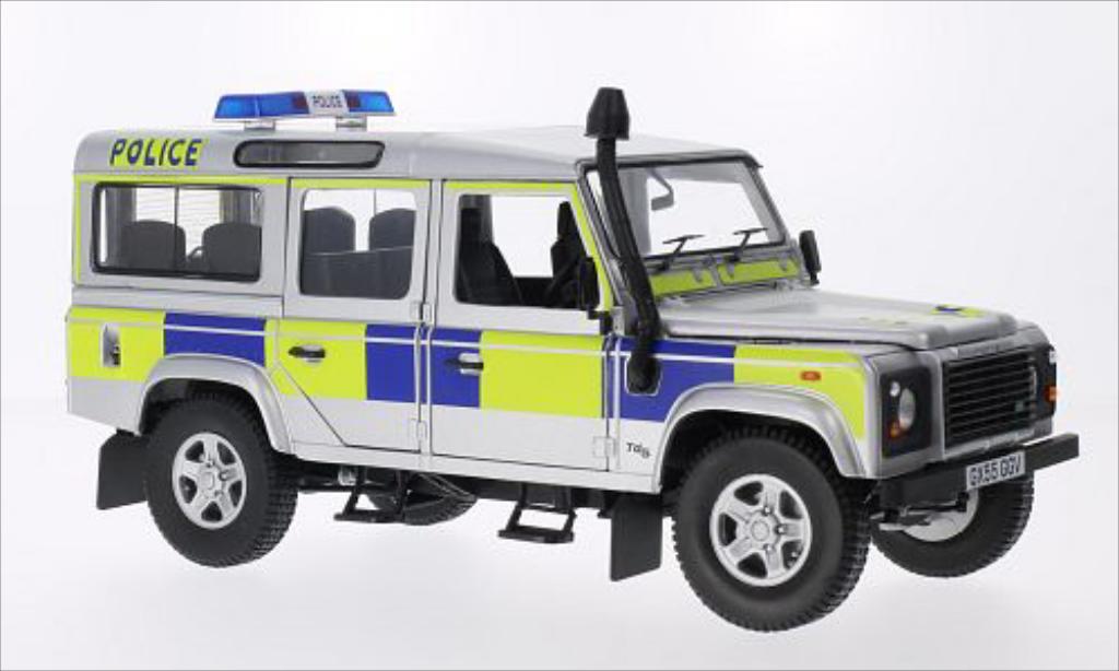 Land Rover Defender 1/18 Universal Hobbies 110 County Station Wagon Politie (GB) grijs RHD 2004 modelauto