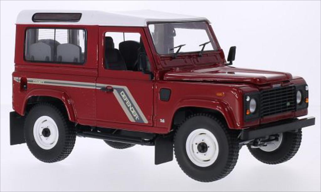 Land Rover Defender 1/18 Universal Hobbies 90 Station Wagon rood/wit RHD modelauto