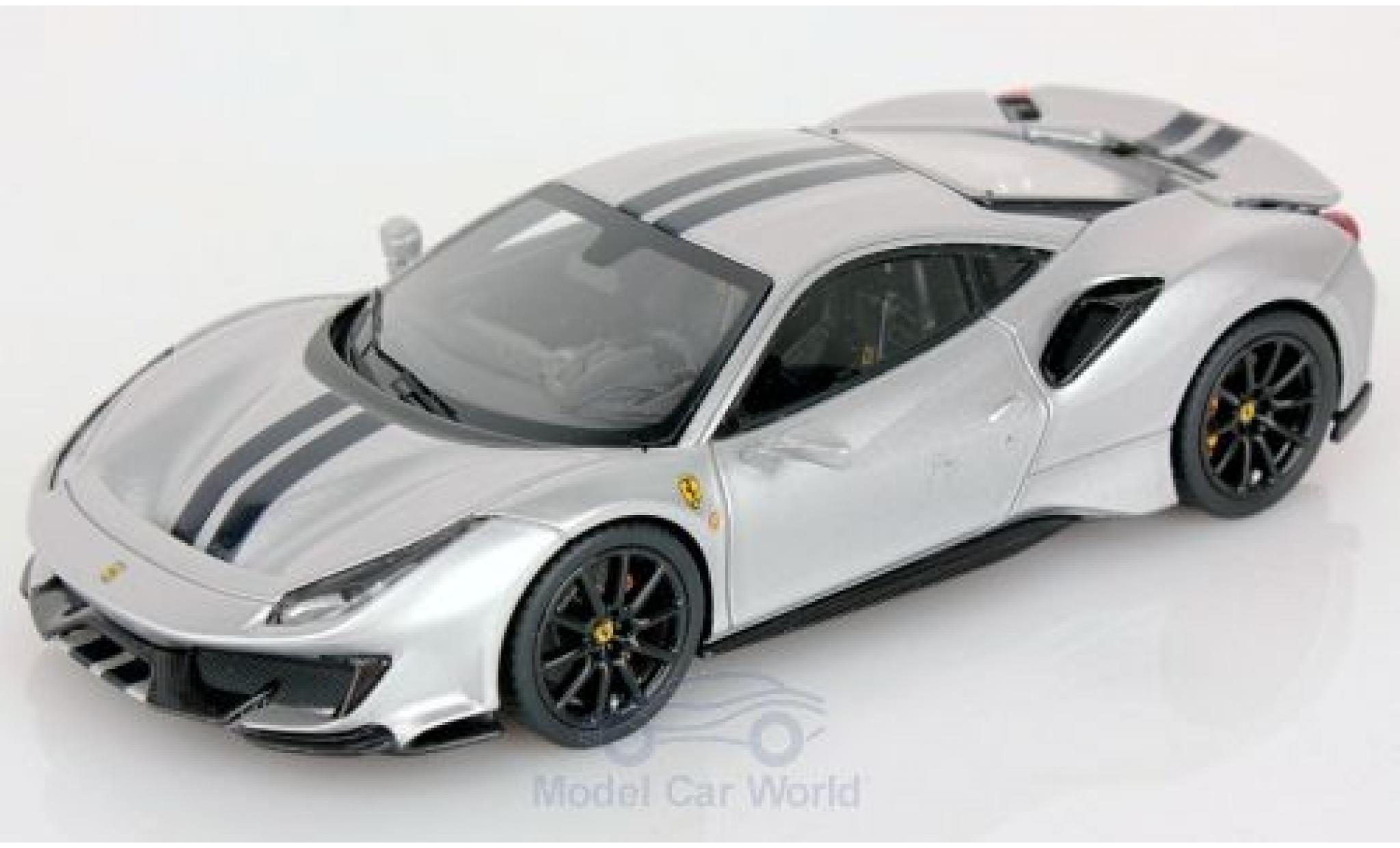 Ferrari 488 1/43 Look Smart Pista grijs/zwart 2018 modelauto