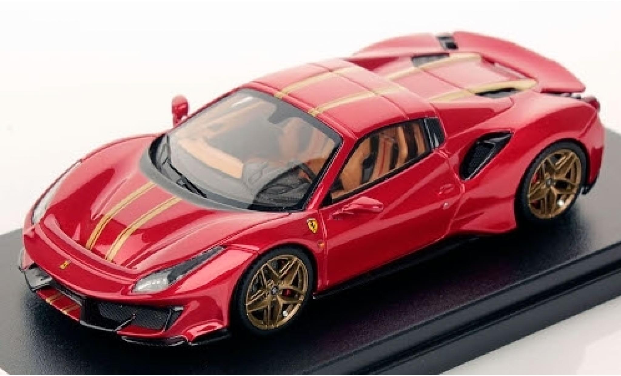 Ferrari 488 1/43 Look Smart Pista Spider Hardtop metallic rood/gold 2018 modelauto