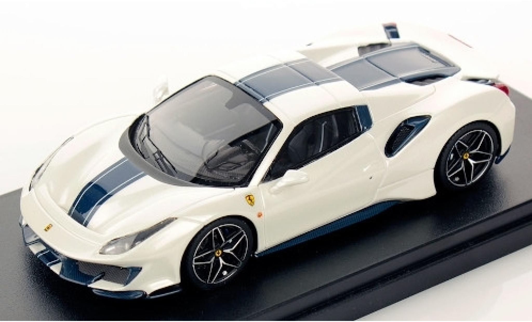 Ferrari 488 1/43 Look Smart Pista Spider Hardtop metallic wit/blauw 2018 Monterrey Car Week modelauto