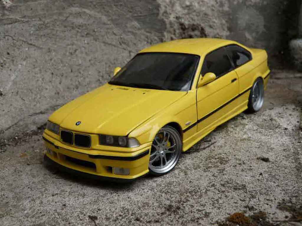 Bmw M3 coupe jaune E36 jantes alu tuning 1/18 Ut Models
