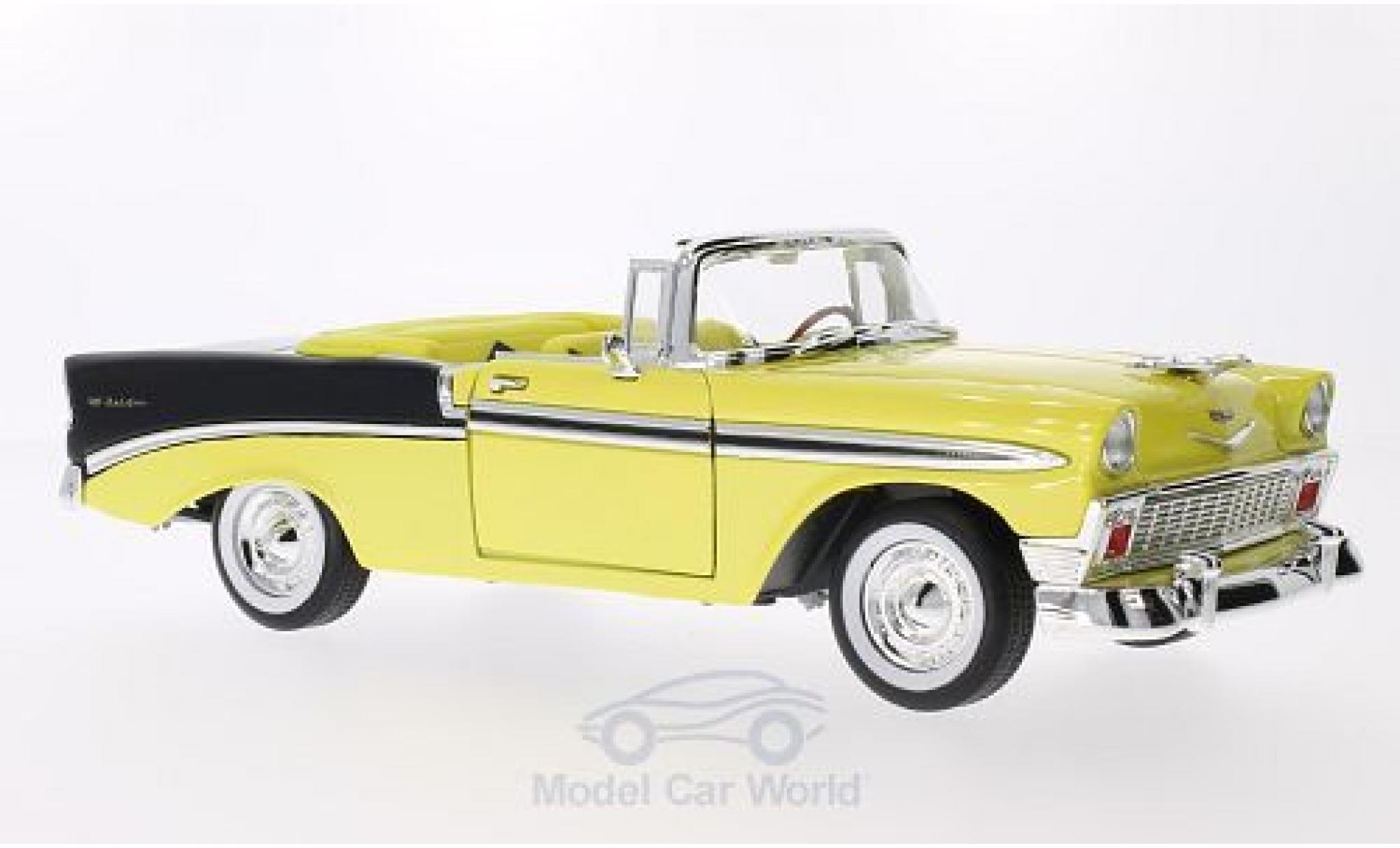 Chevrolet Bel Air 1/18 Lucky Die Cast metallic geel/zwart 1956 modelauto