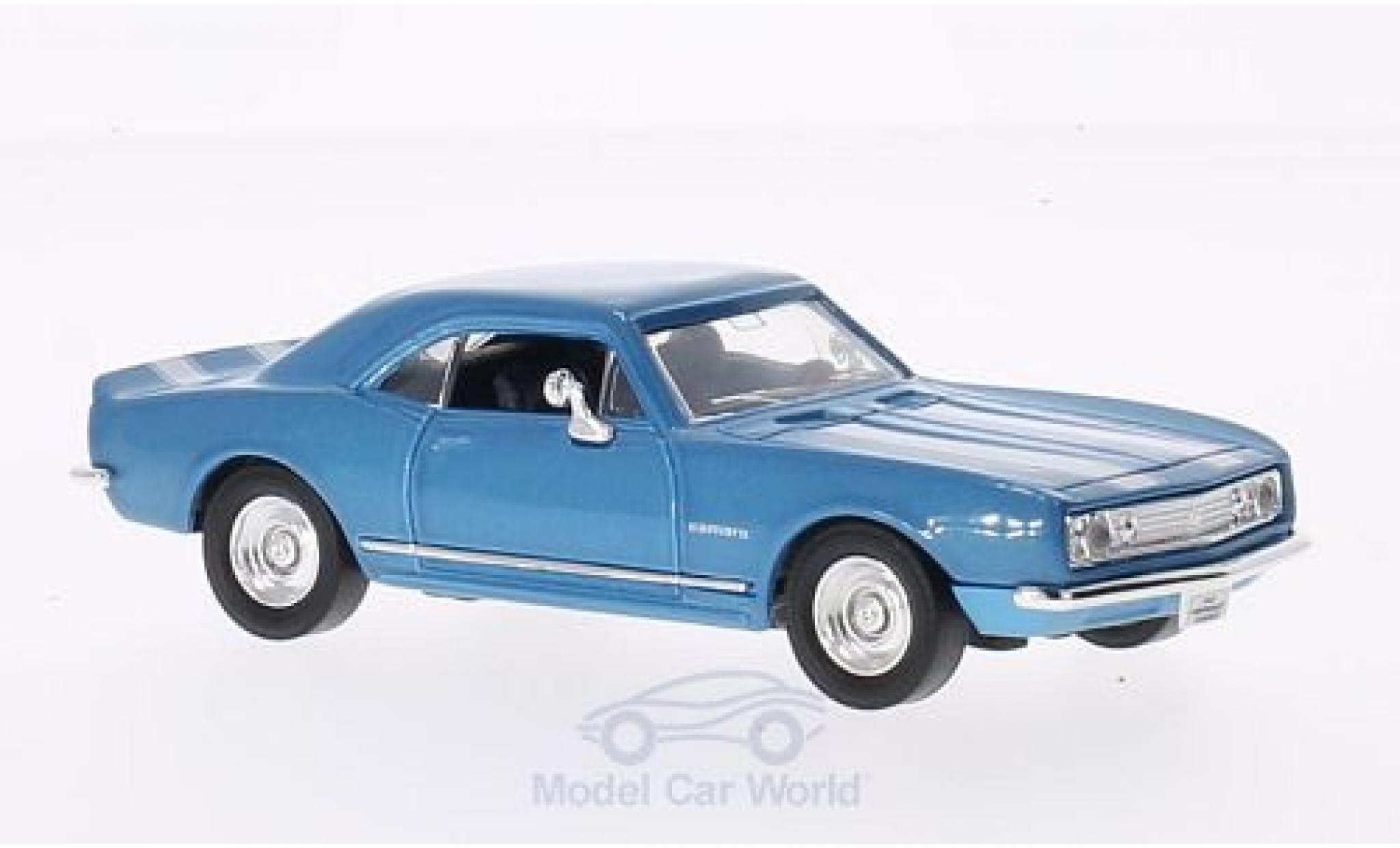 Chevrolet Camaro 1/43 Lucky Die Cast Z-28 mit witen Streifen metallic blauw 1967 ohne Vitrine modelauto