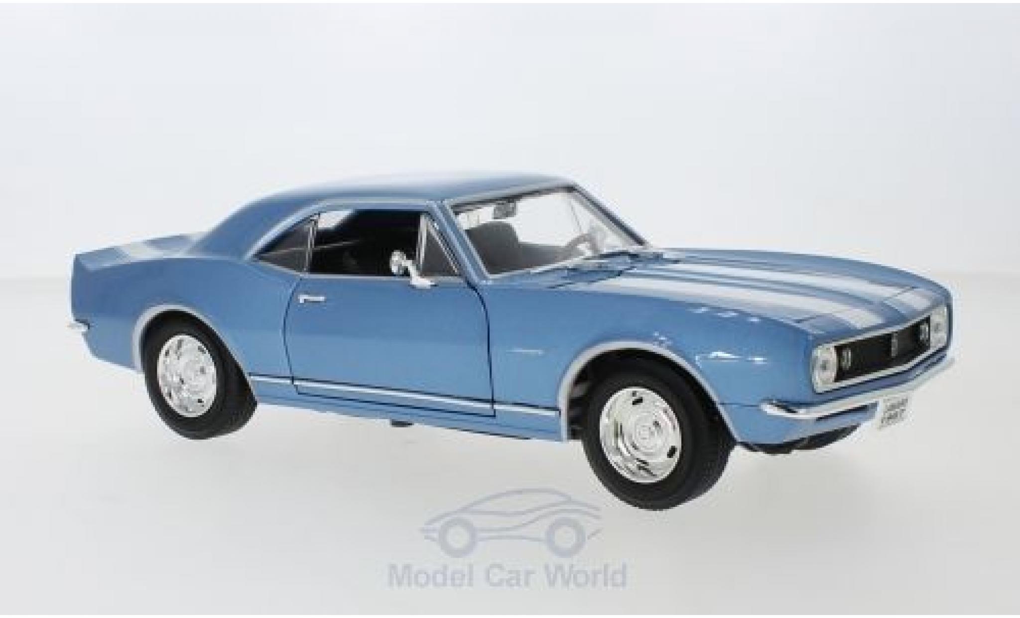 Chevrolet Camaro 1/18 Lucky Die Cast Z28 metallic blauw/wit 1967 modelauto