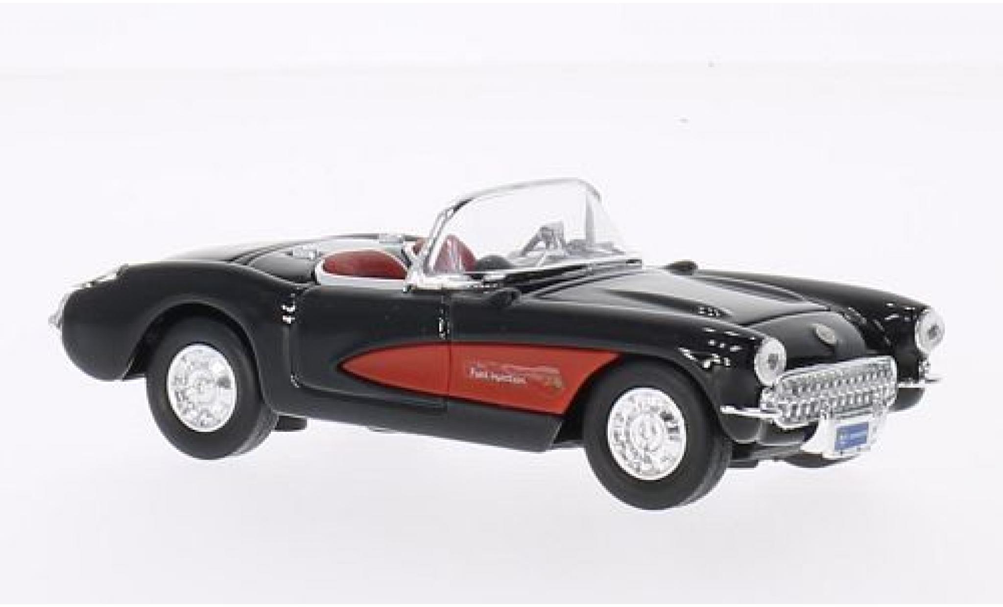 Chevrolet Corvette 1/43 Lucky Die Cast zwart/rood 1957 sans Vitrine modelauto