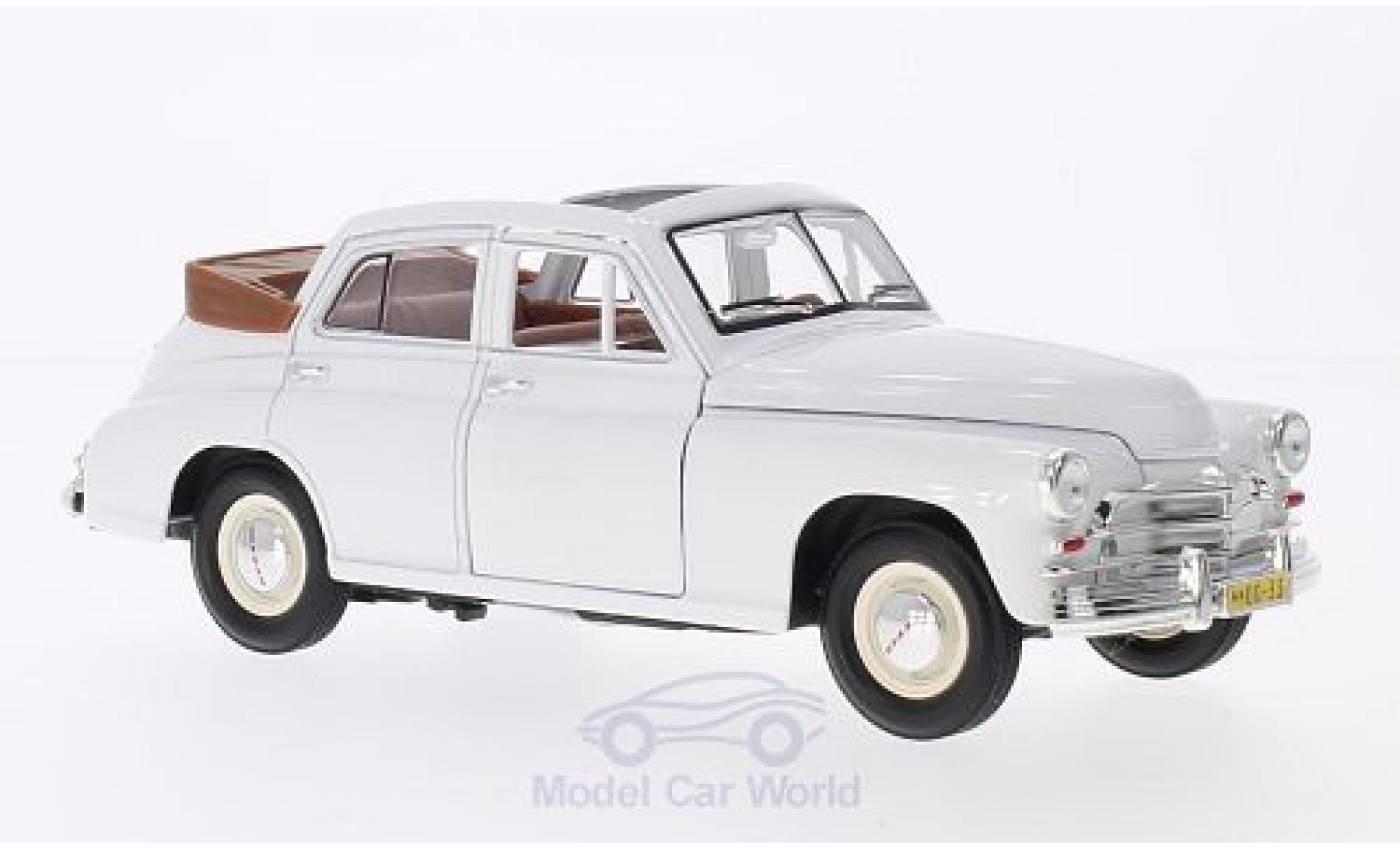 Gaz M20 1/18 Lucky Die Cast GAZ Pobeda Cabrio-Sedan wit modelauto