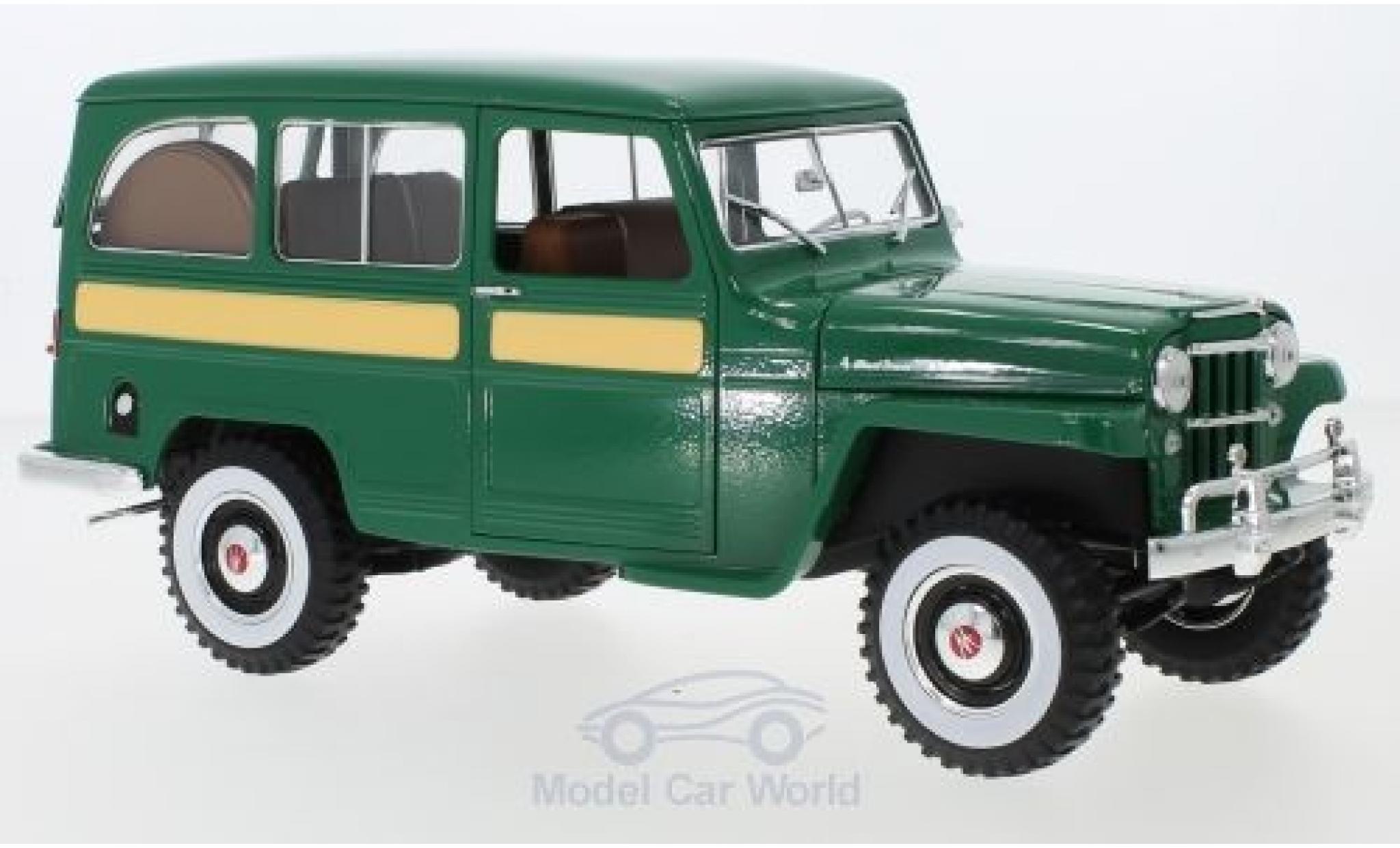 Jeep Willys 1/18 Lucky Die Cast Station Wagon groen 1955 modelauto