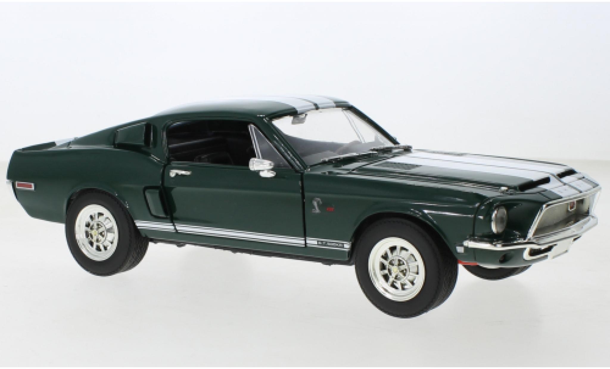 Shelby GT 1/18 Lucky Die Cast Ford Mustang -500 KR groen fonc&eacute;/wit 1968 modelauto