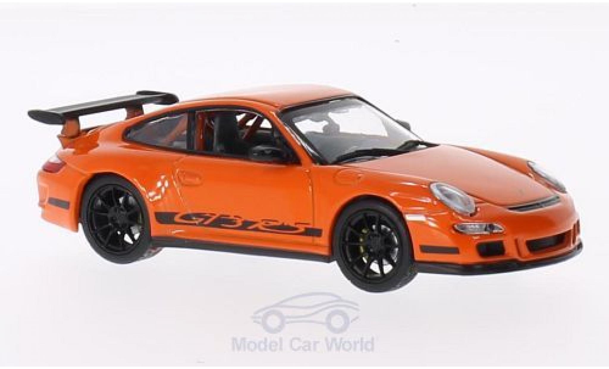 Porsche 997 GT3 RS 1/43 Lucky Die Cast GT3 RS Felgen u. Streifen zwart oranje modelauto