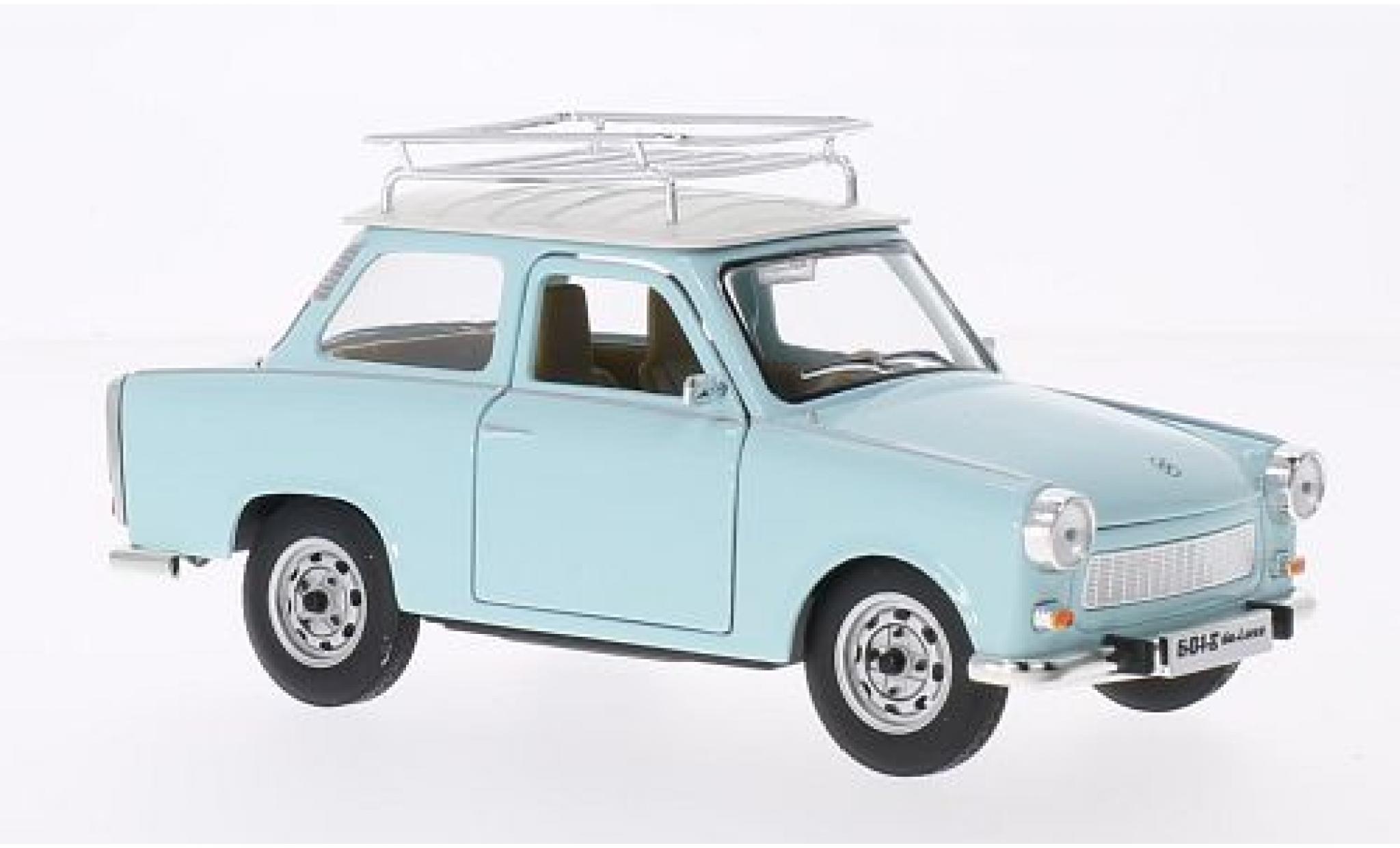 Trabant 601 1/24 Lucky Die Cast S Deluxe mit Dachgep&auml;cktr&auml;ger blauw/wit modelauto