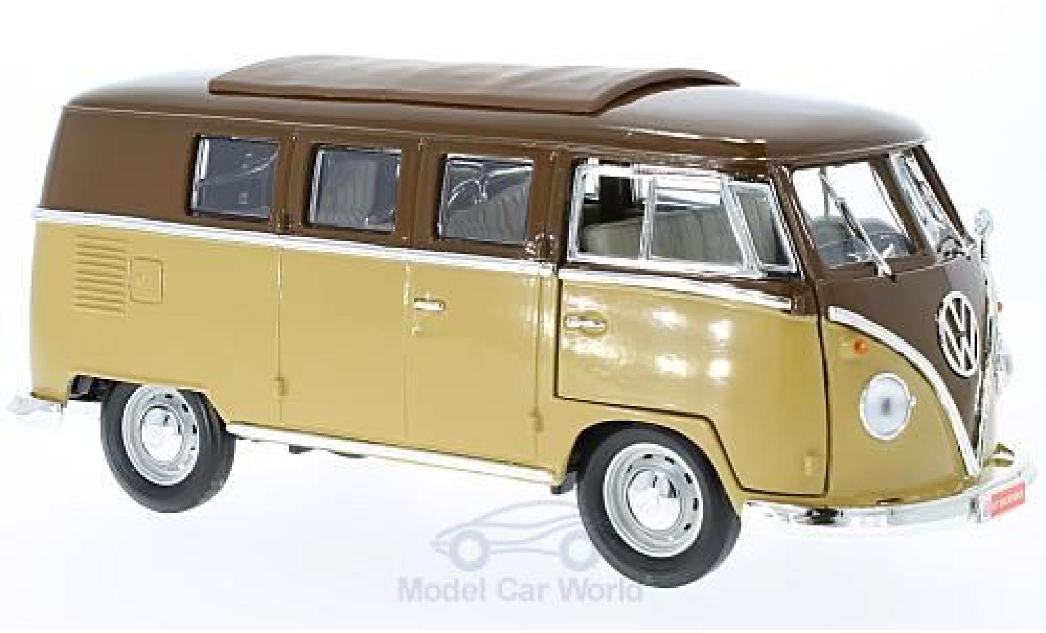 Volkswagen T1 B 1/18 Lucky Die Cast Microbus bruin/beige 1962 modelauto
