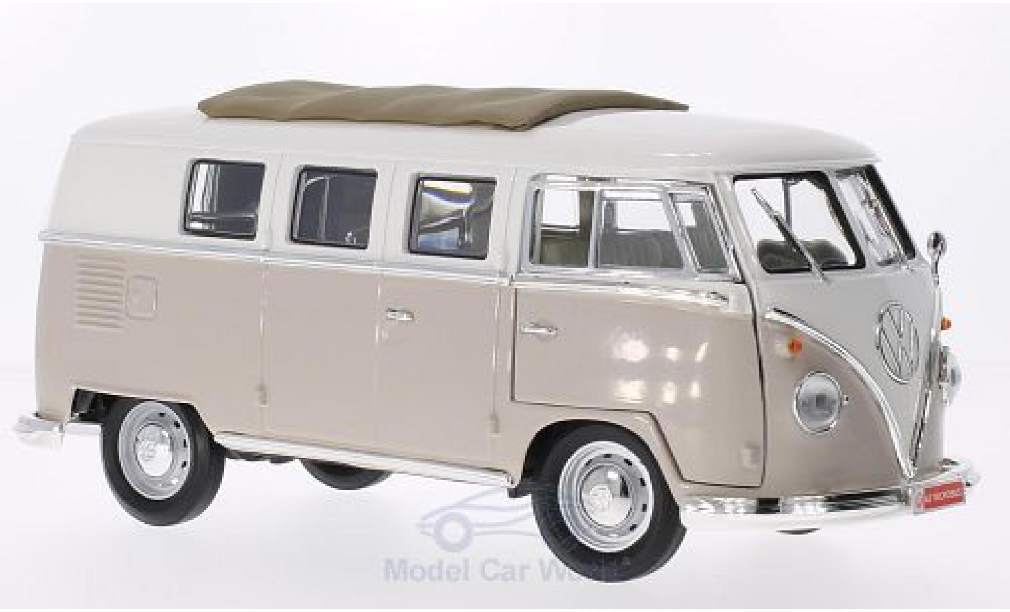 Volkswagen T1 B 1/18 Lucky Die Cast Microbus mit Faltdach beige/wit 1962 modelauto