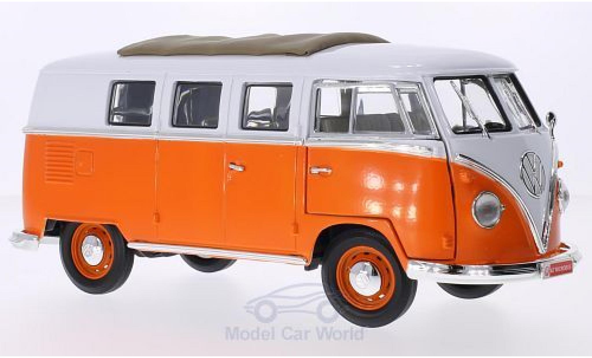 Volkswagen T1 1/18 Lucky Die Cast Microbus oranje/wit 1962 Faltdach mit Funktion modelauto