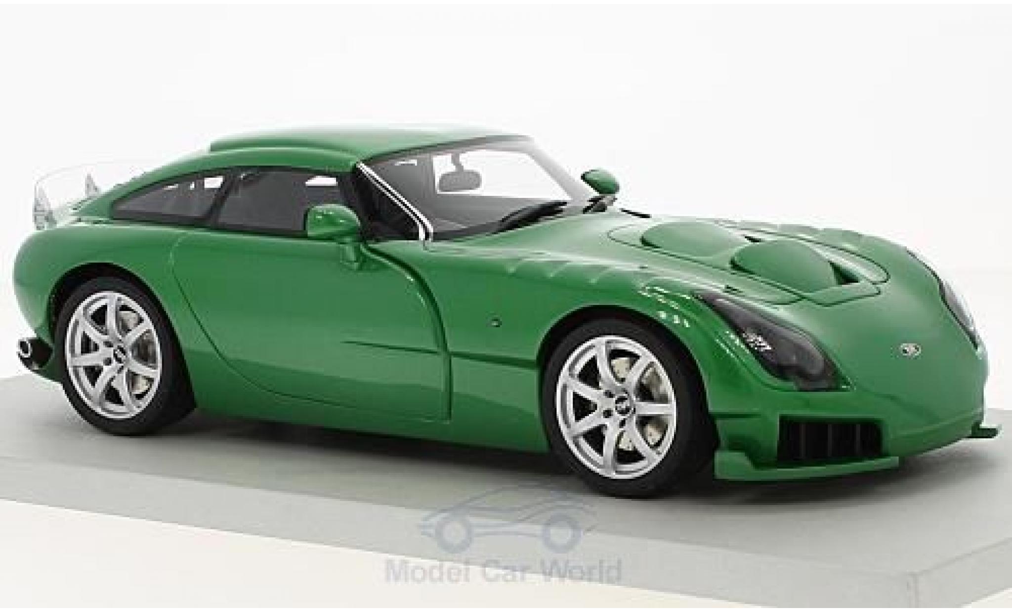 TVR Sagaris 1/18 Lucky Step Models metallic groen RHD 2005 ohne Vitrine modelauto