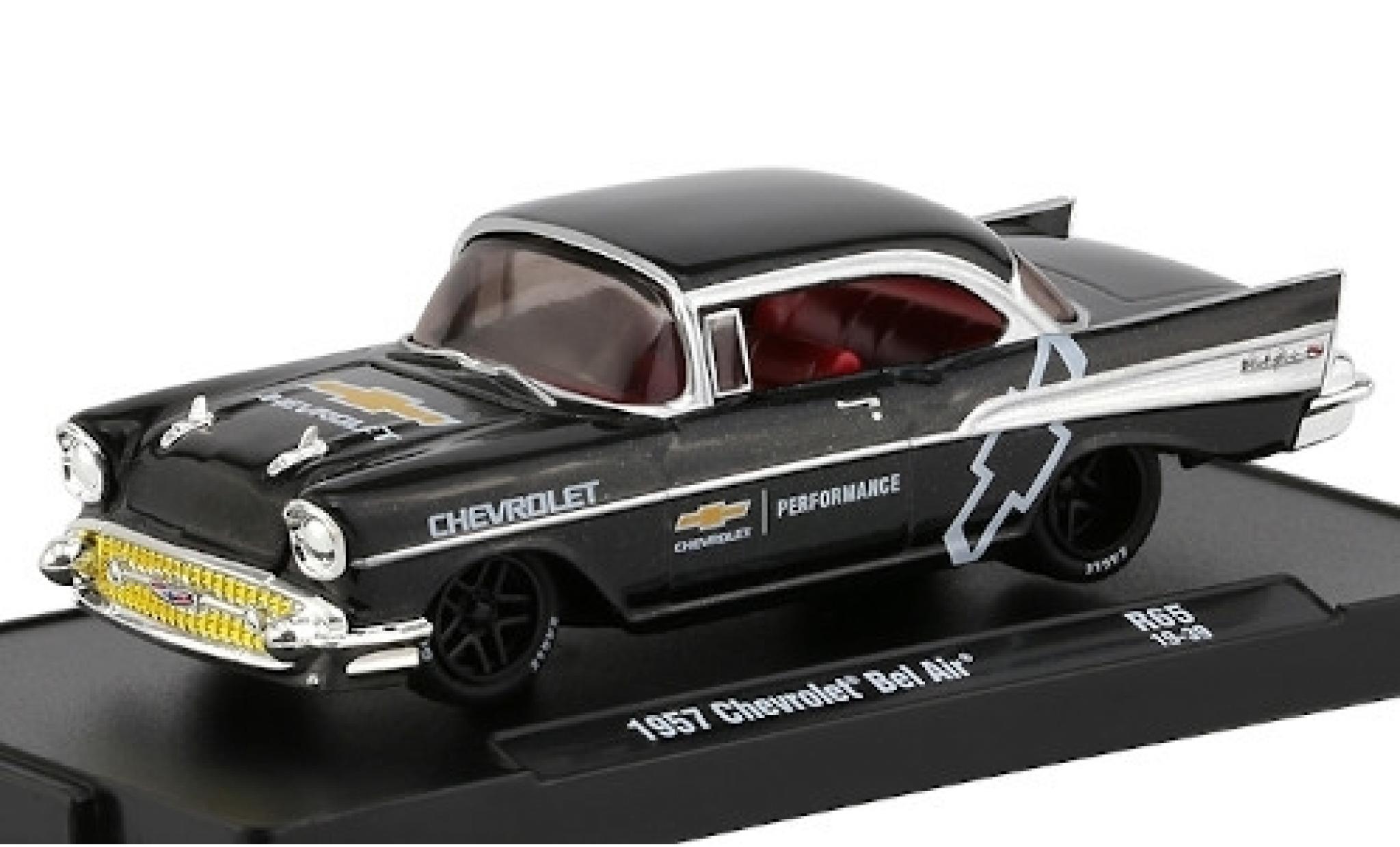 Chevrolet Bel Air 1/64 M2 Machines metallic zwart Performance 1957 modelauto
