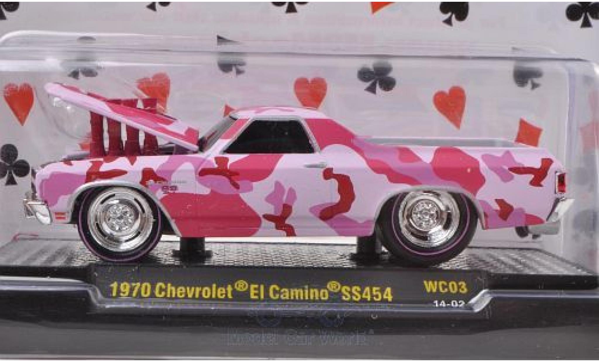 Chevrolet El Camino 1/64 M2 Machines Tuning rood 1970 Motorhaube mit Funktion Ground Pounders Wild Cards modelauto