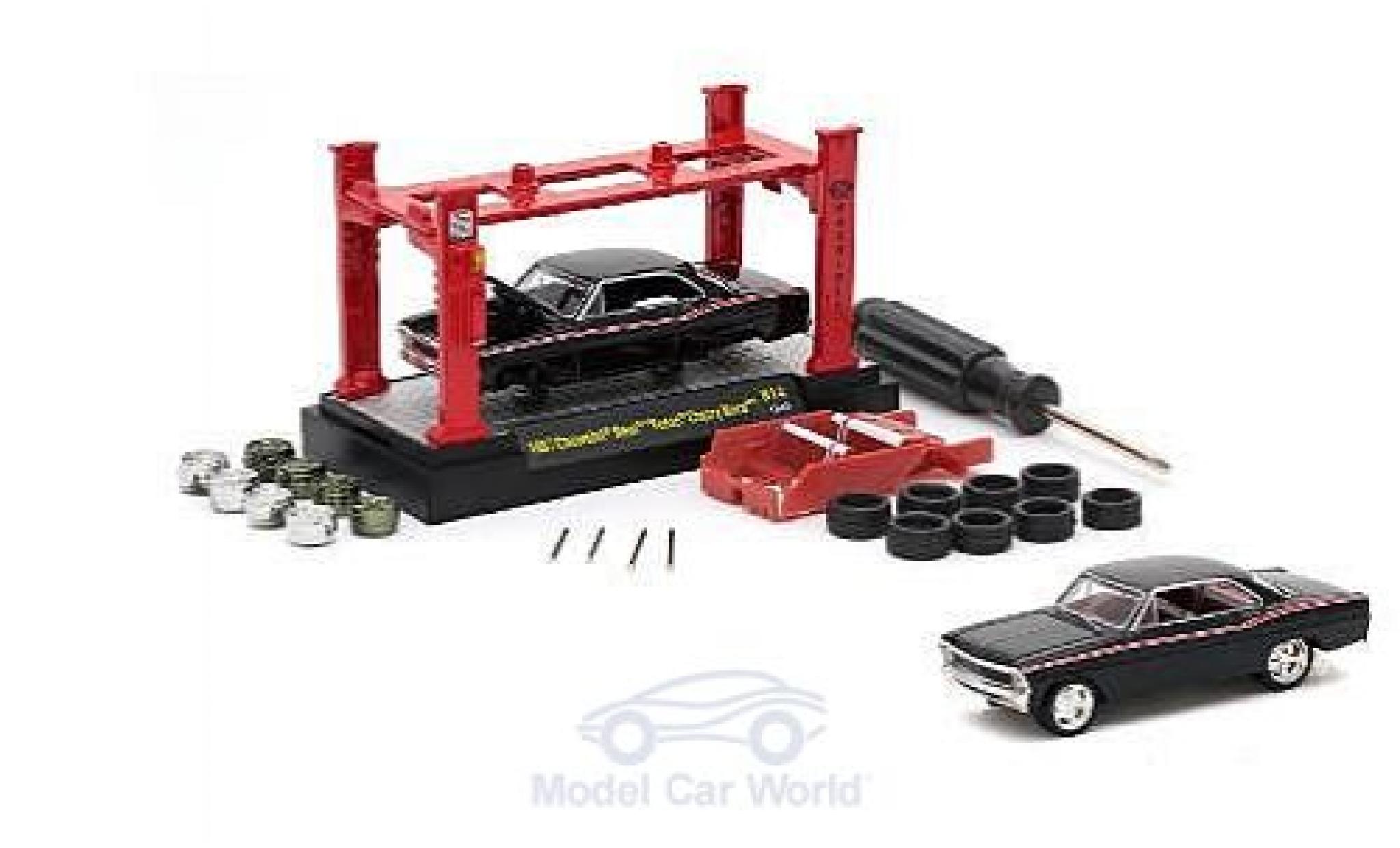 Chevrolet Nova 1/64 M2 Machines Foose Cherry zwart 1967 Model-Kit Bausatz inklusive 4 Ersatzr&auml;dern modelauto