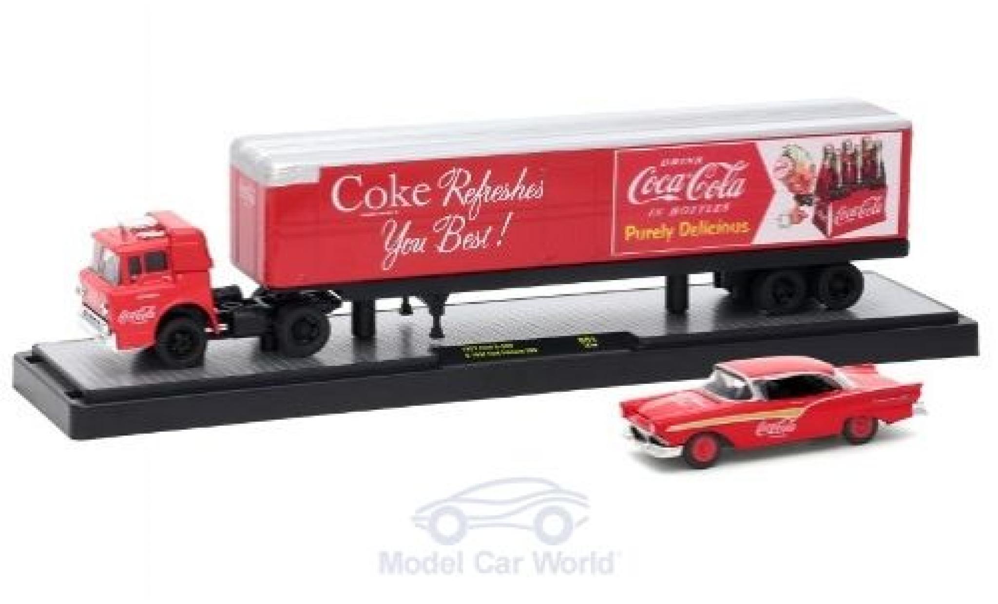Ford C600 1/64 M2 Machines C-600 rood/grijs Coca Cola 1957 mit 1957 Fairlane 500 modelauto