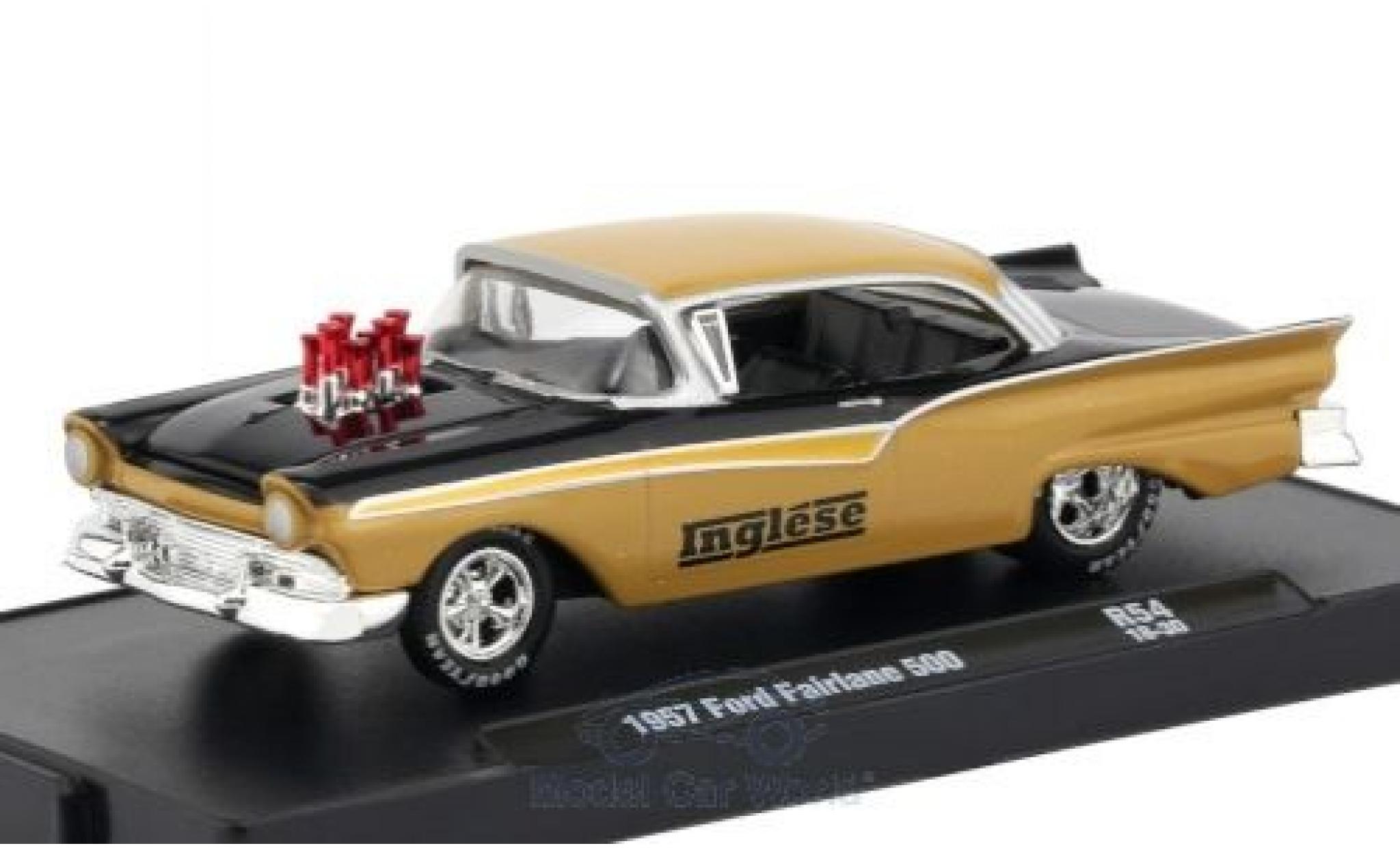 Ford Fairlane 1957 1/64 M2 Machines 500 beige/zwart 1957 modelauto