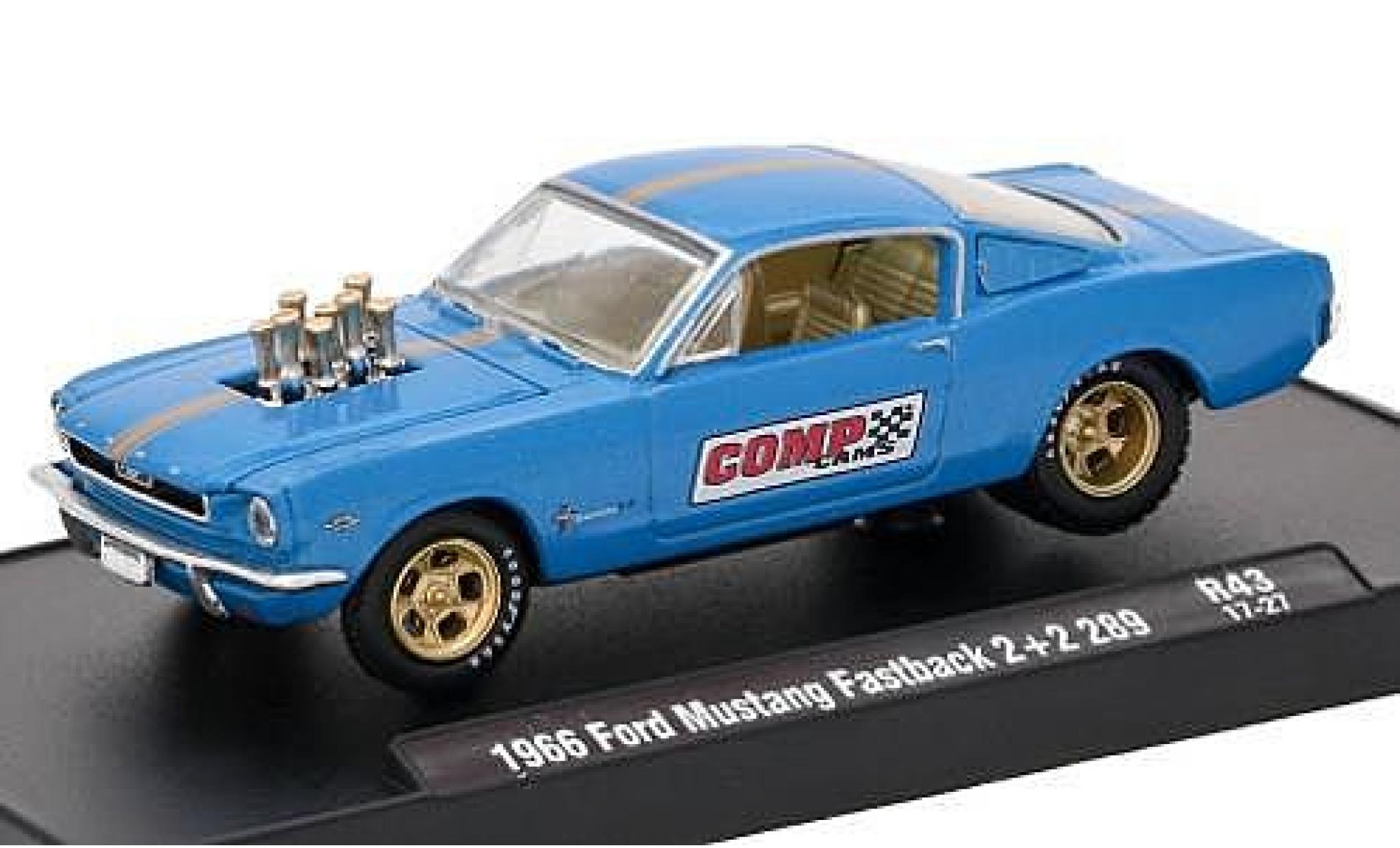 Ford Mustang 1/64 M2 Machines Fastback 2 + 2 289 metallic blauw Comp Cams 1966 voiture-Drivers Release 43 sans Vitrine modelauto