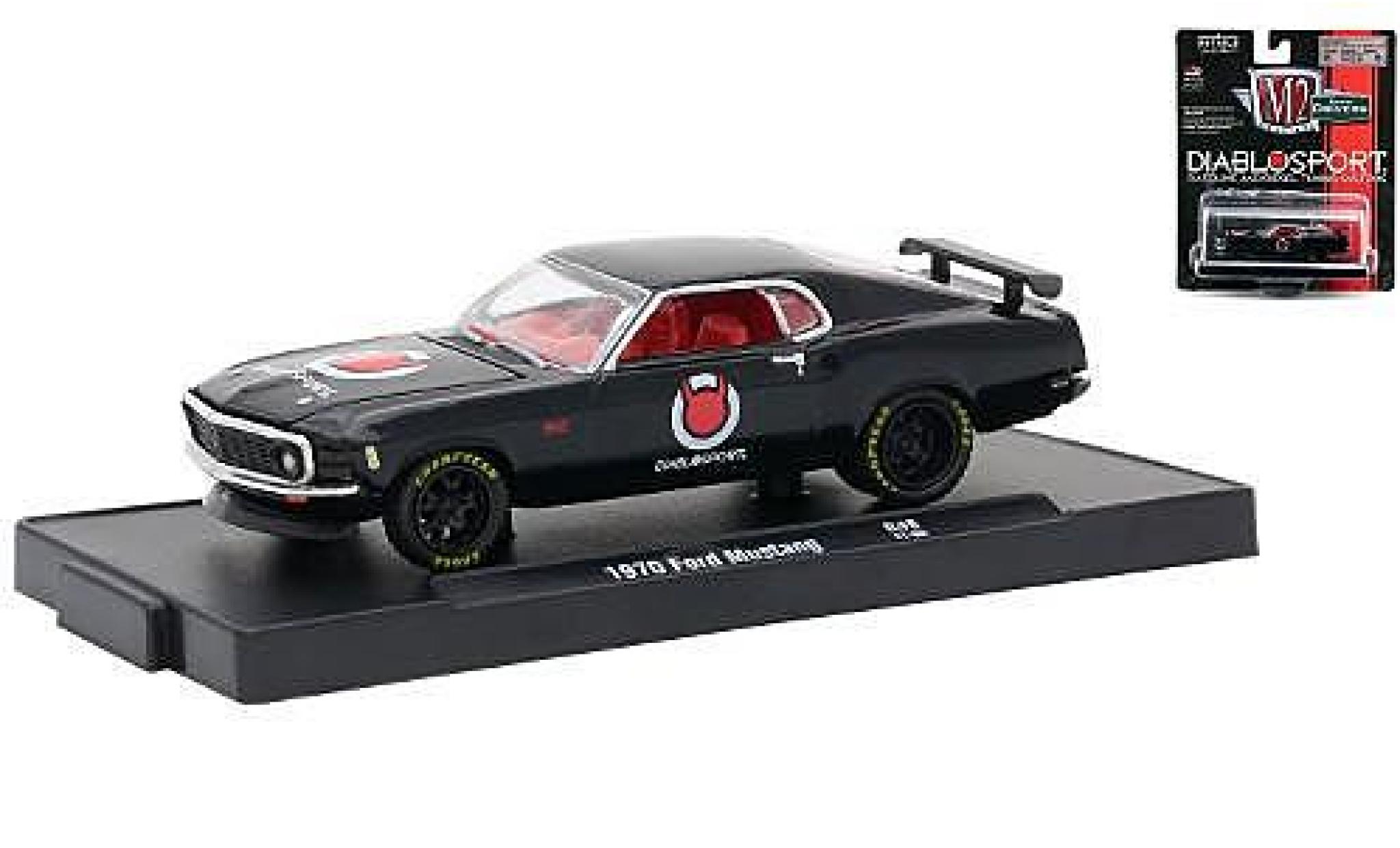 Ford Mustang 1/64 M2 Machines zwart Diablo Sport 1970 modelauto
