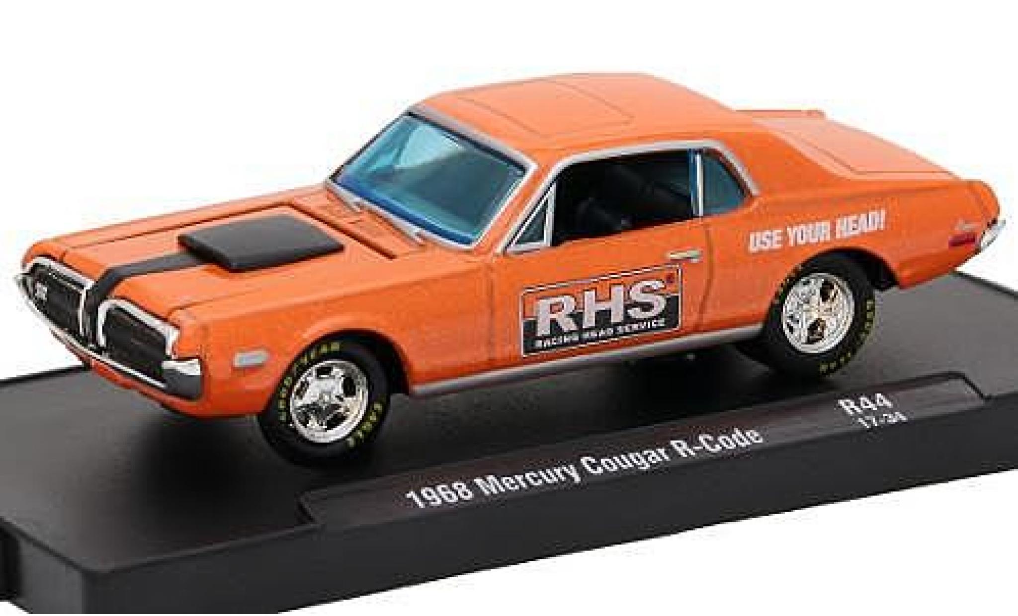 Mercury Cougar 1/64 M2 Machines R-Code metallic oranje Racing Head Service (RHS) 1968 voiture-Drivers Release 44 sans Vitrine modelauto