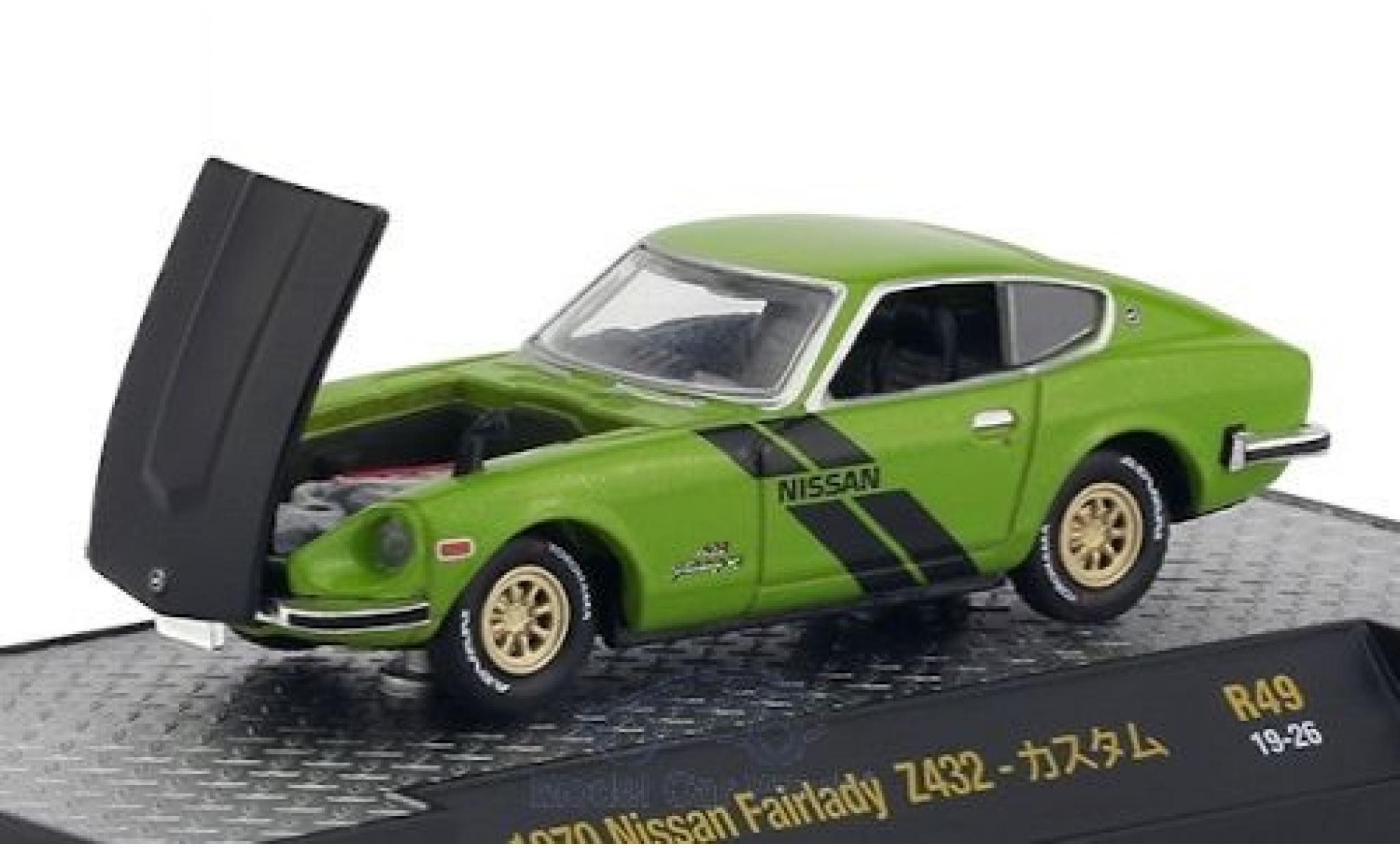 Nissan Fairlady Z 1/64 M2 Machines 432 metallic groen/matt-zwart RHD 1970 modelauto