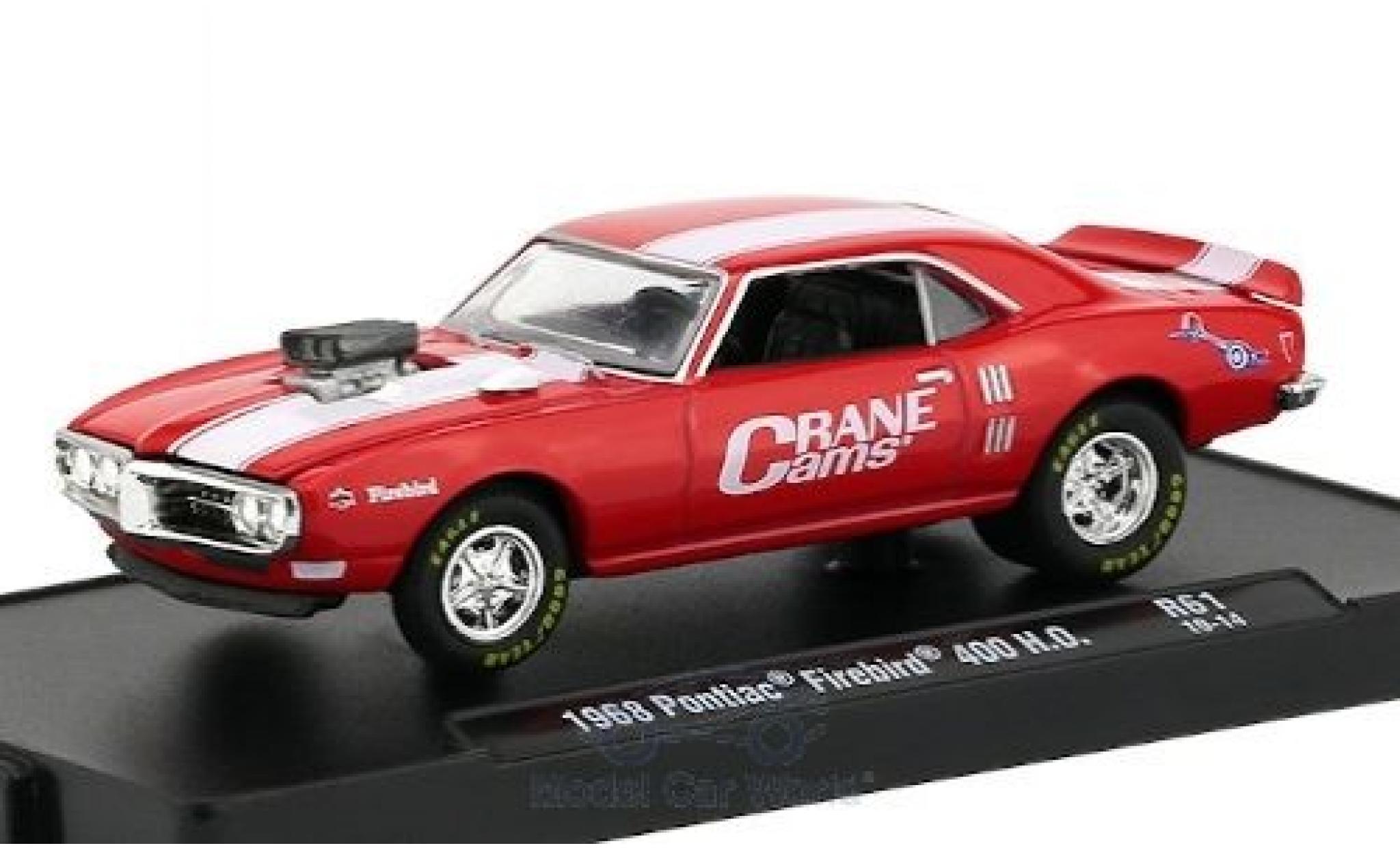 Pontiac Firebird 1/64 M2 Machines 400 H.O. rood/wit Crane Cams 1968 modelauto