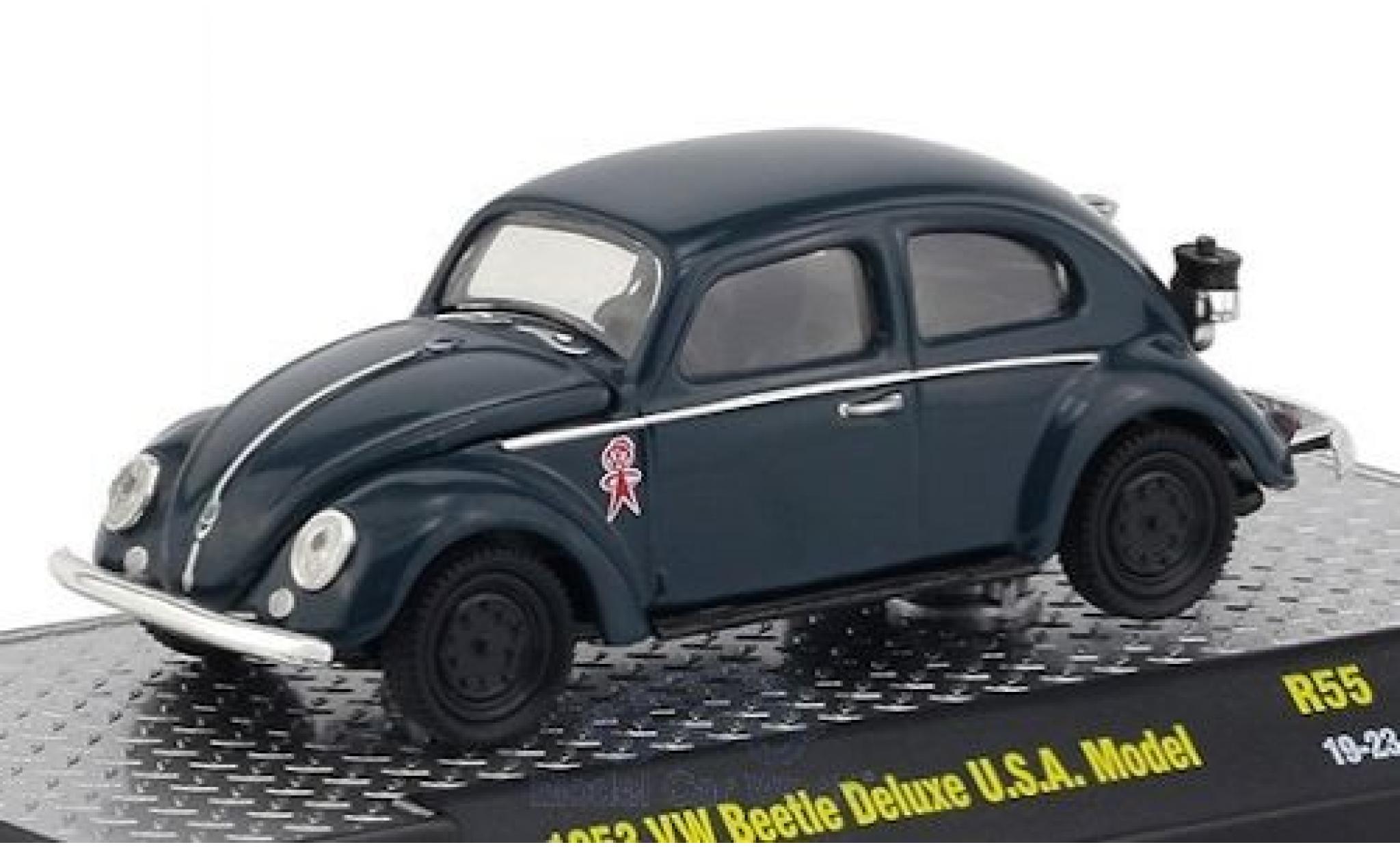 Volkswagen Beetle 1/64 M2 Machines Deluxe (K&auml;fer) blauw/Dekor 1953 USA-Modell modelauto