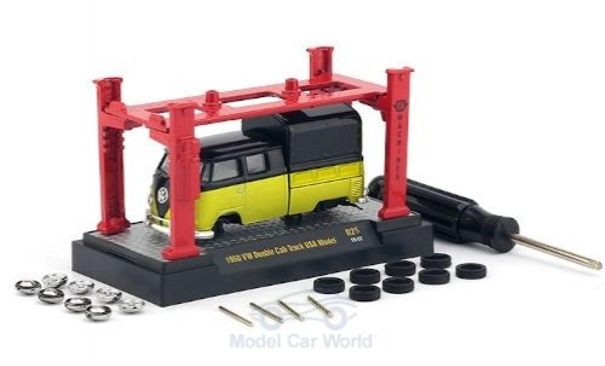 Volkswagen T1 1/64 M2 Machines DoKa geel/zwart 1960 Model-Kit Bausatz inklusive 4 Ersatzr&auml;dern modelauto
