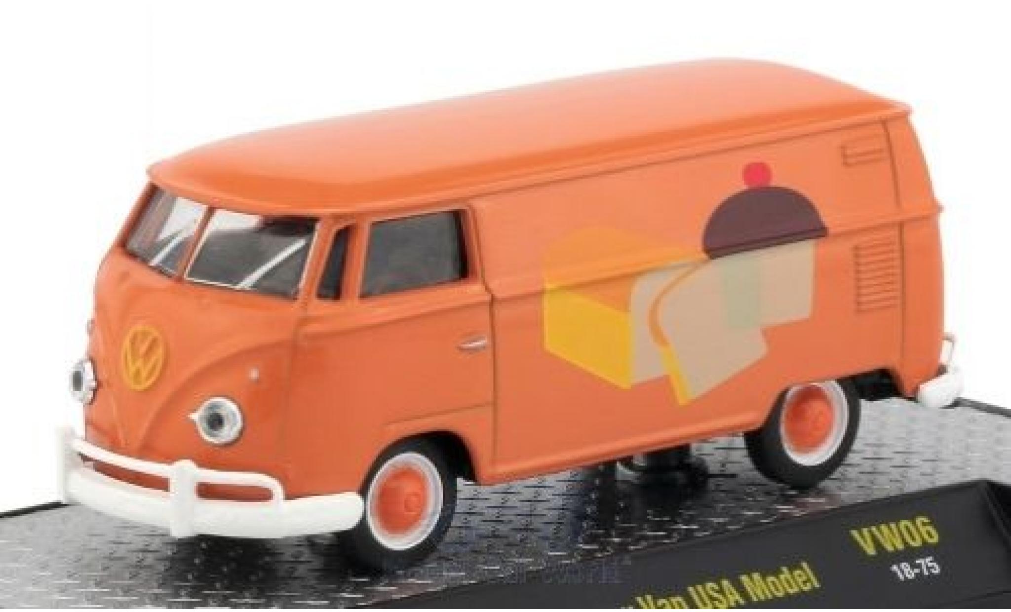 Volkswagen T1 A 1/64 M2 Machines Bestelwagen oranje/Dekor 1960 USA-Version modelauto