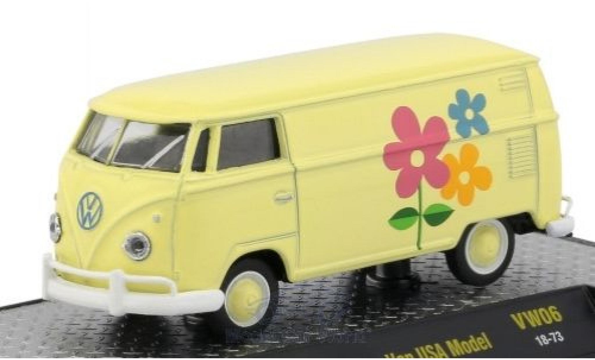 Volkswagen T1 1/64 M2 Machines Bestelwagen geel/Dekor 1960 USA-Version modelauto