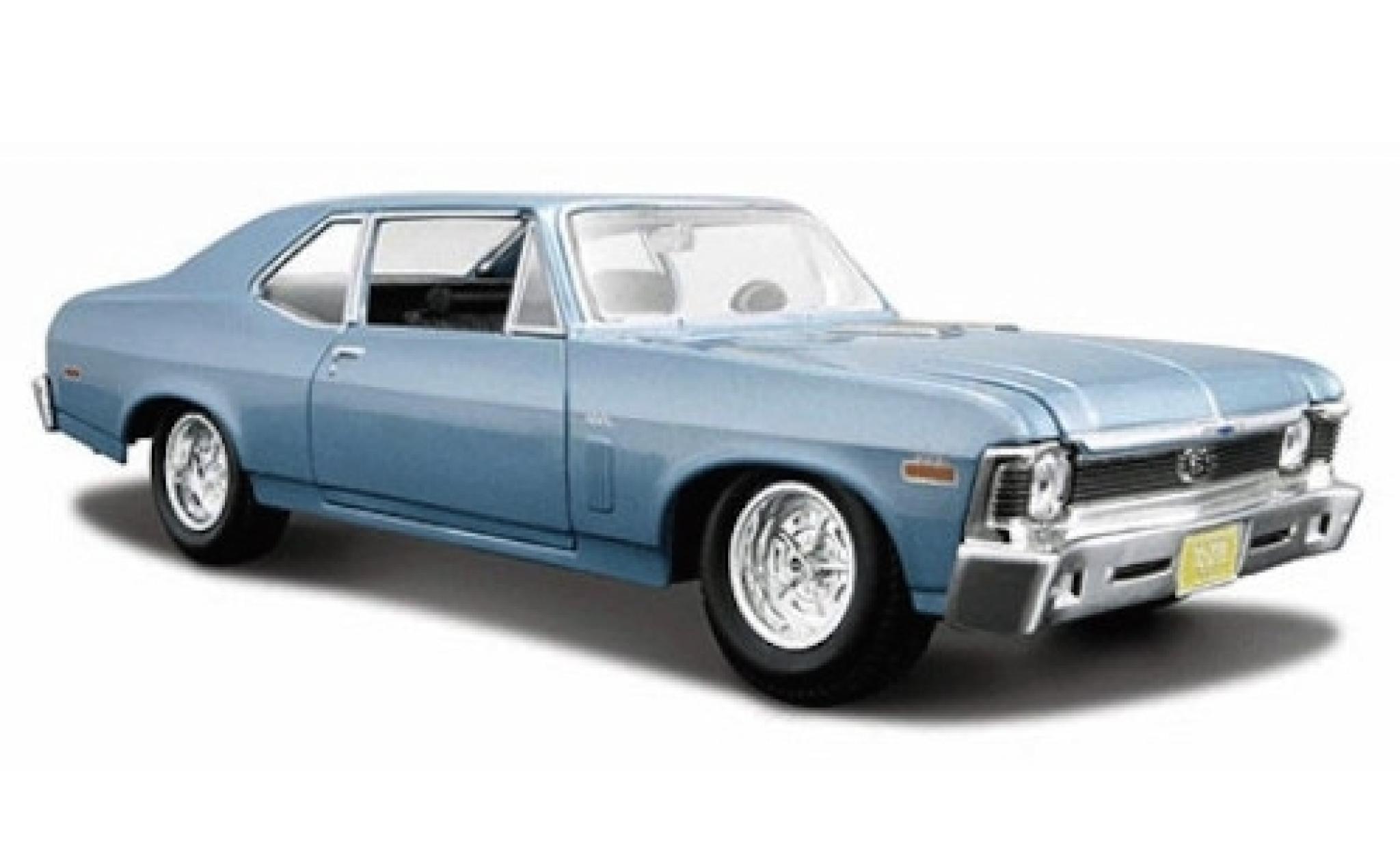 Chevrolet Nova 1/24 Maisto SS metallic blauw 1970 modelauto