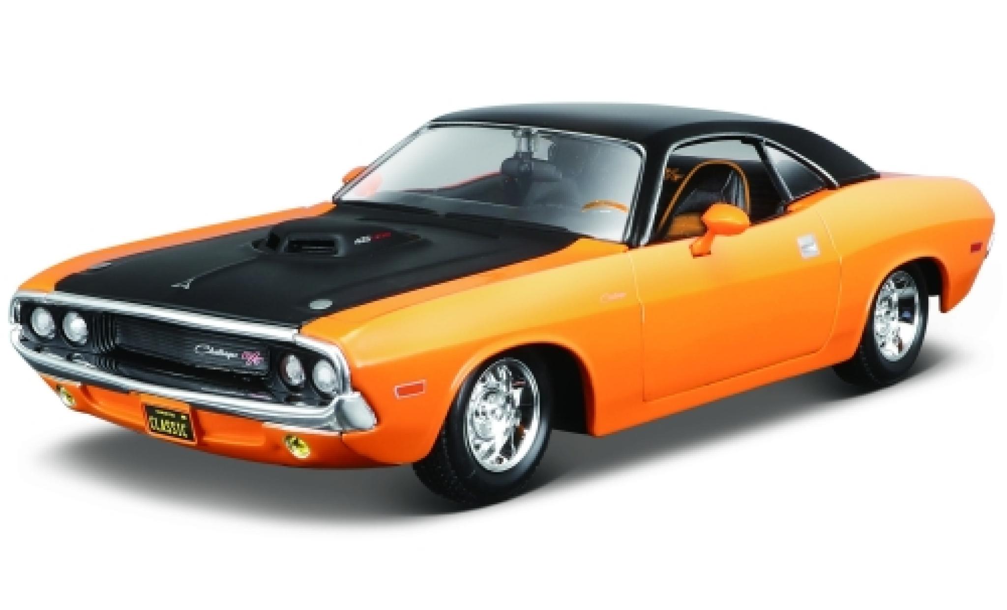 Dodge Challenger 1/24 Maisto R/T oranje/zwart 1970 modelauto