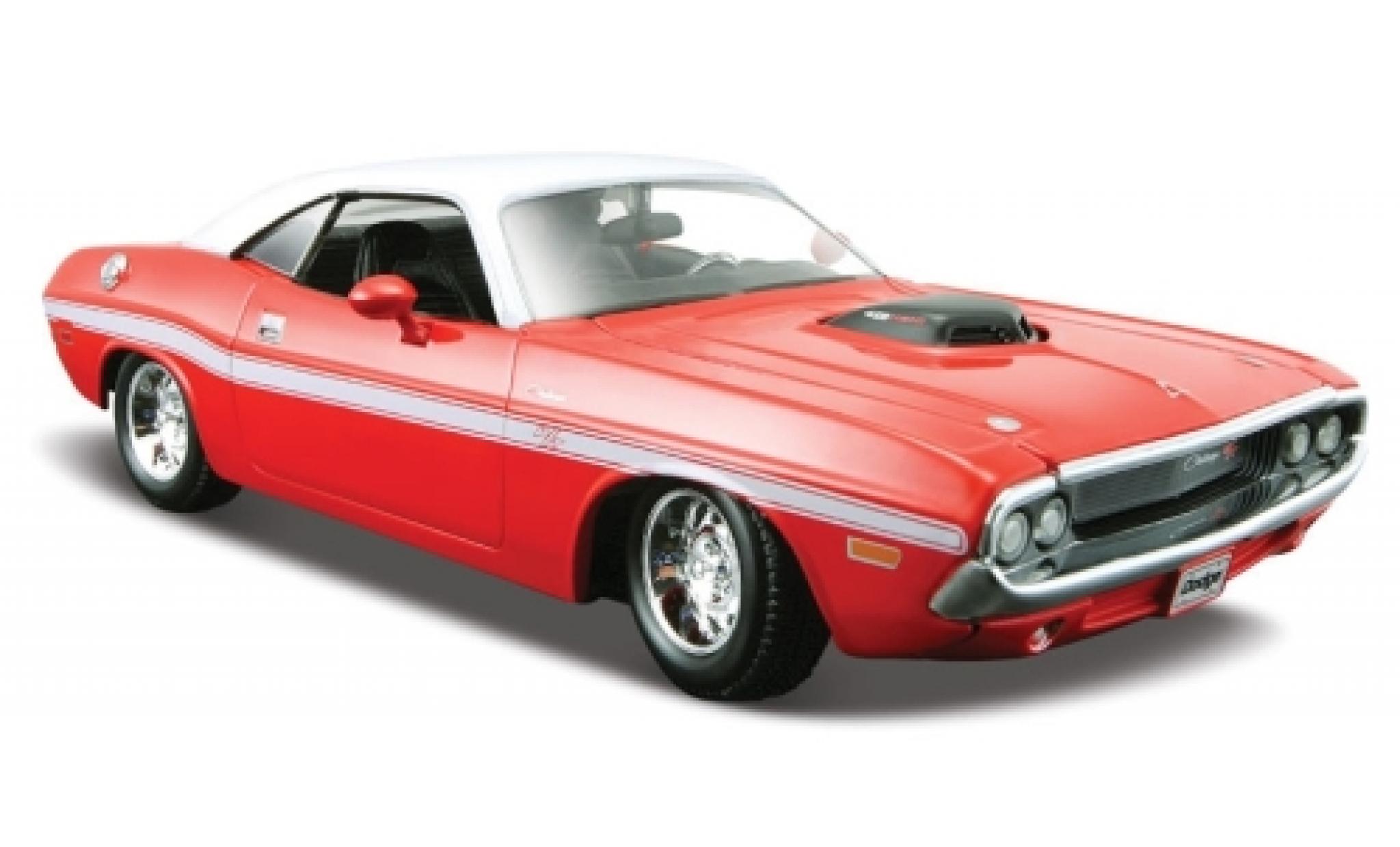 Dodge Challenger 1/24 Maisto R/T rood/wit 1970 modelauto