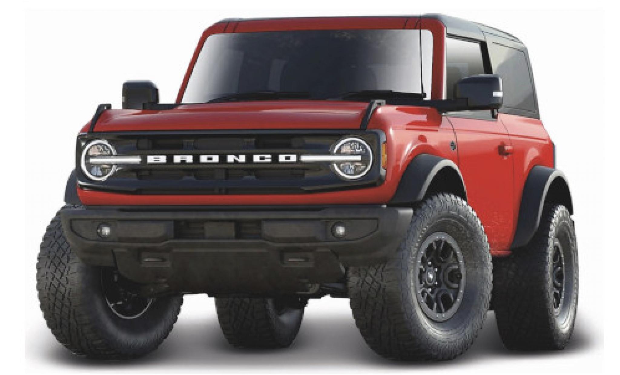 Ford Bronco 1/18 Maisto Wildtrak rood/matt-zwart 2021 modelauto