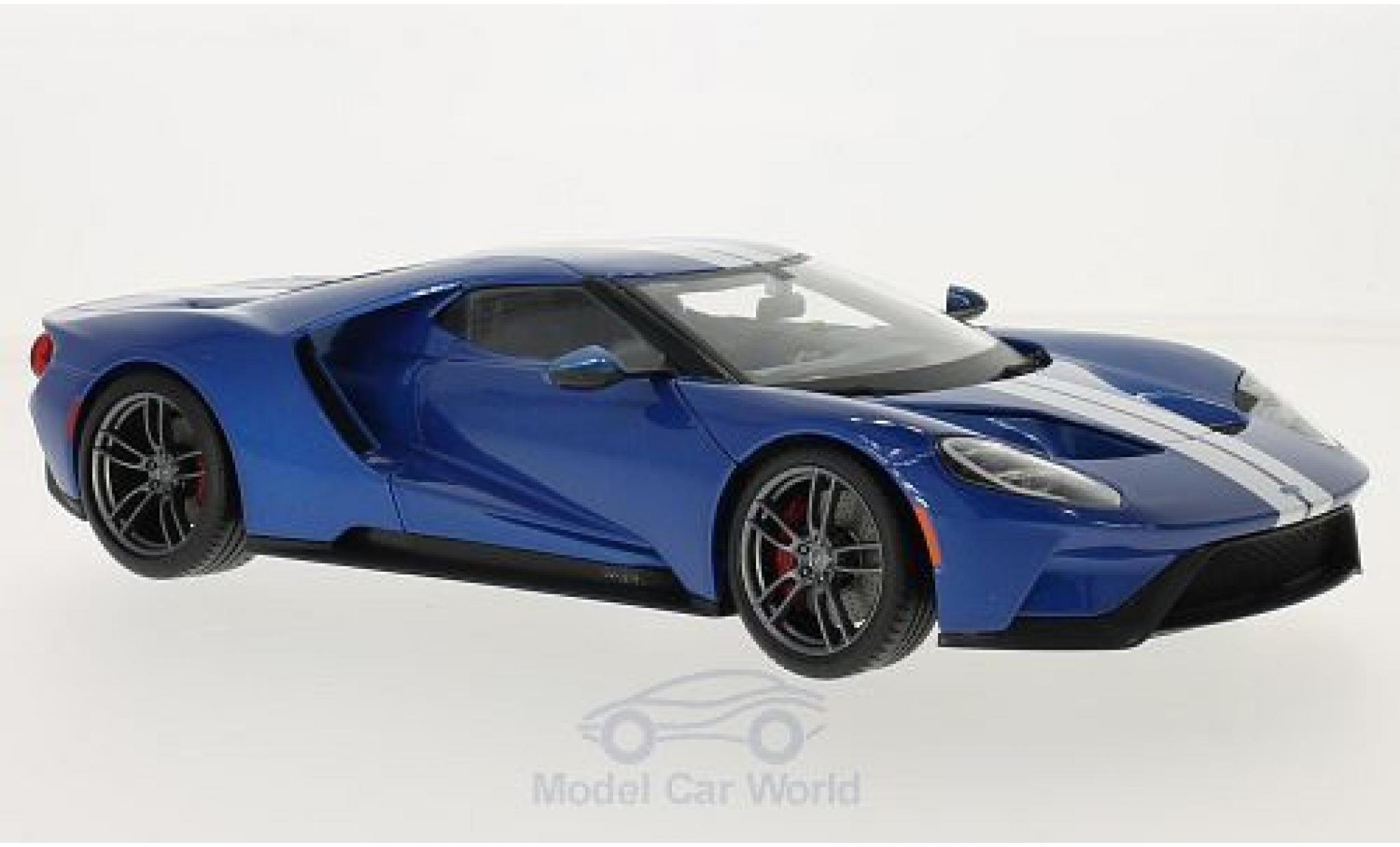 Ford GT 1/18 Maisto metallic blauw/wit 2015 modelauto