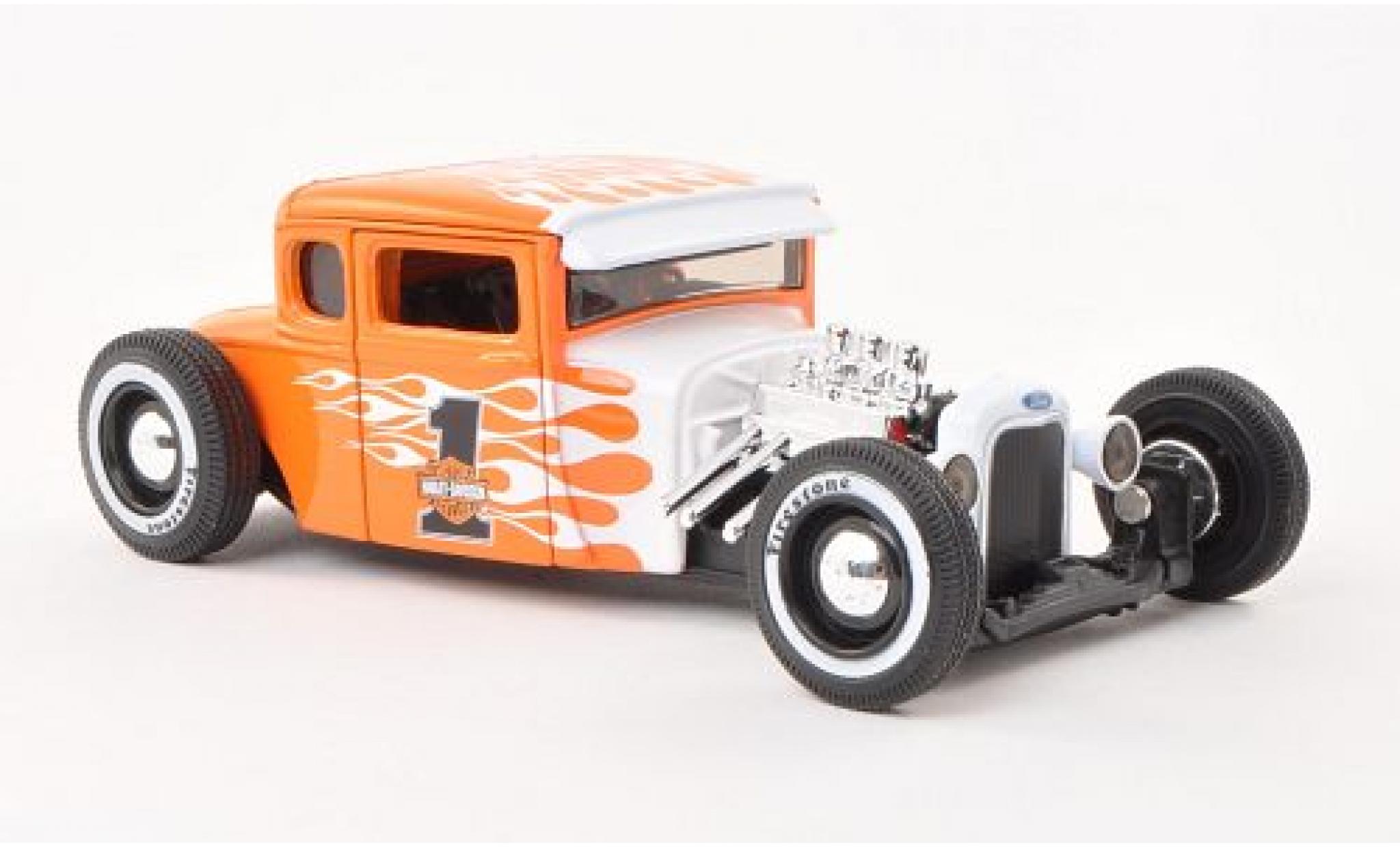 Ford Model A 1/24 Maisto Hot Rod No.1 oranje/Dekor Harley-Davidson 1929 modelauto