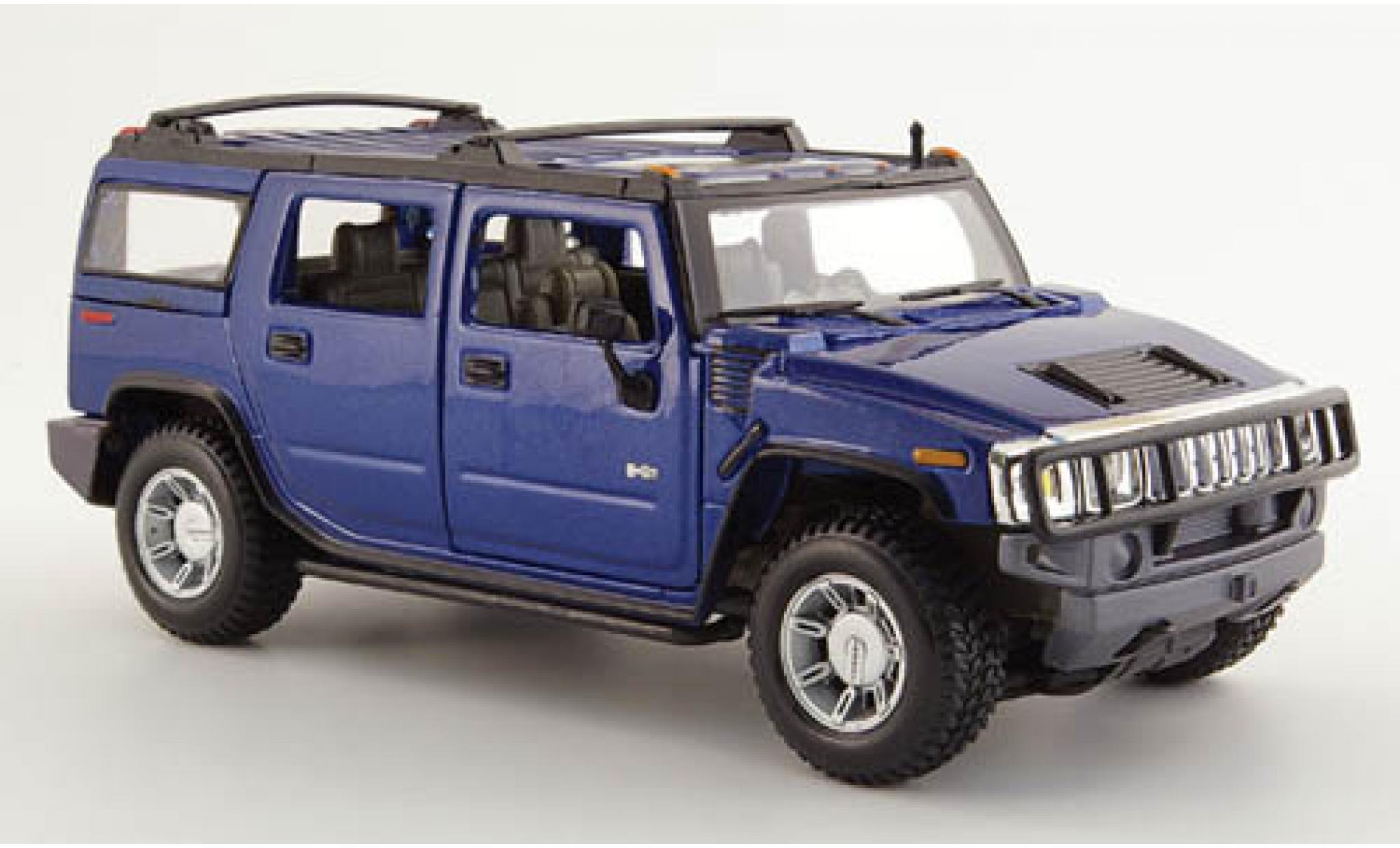 Hummer H2 1/24 Maisto Station Wagon metallic blauw 2003 1:27 modelauto