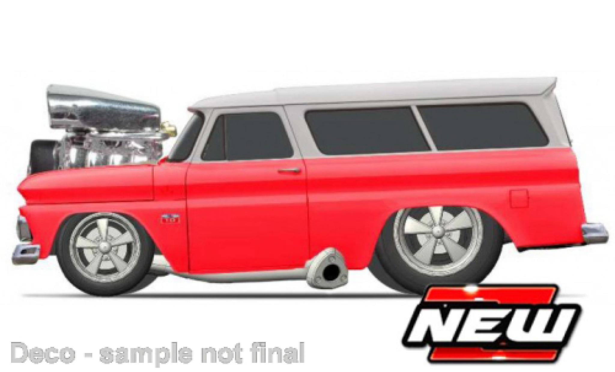Chevrolet Suburban 1/64 Maisto rood/wit 1966 modelauto